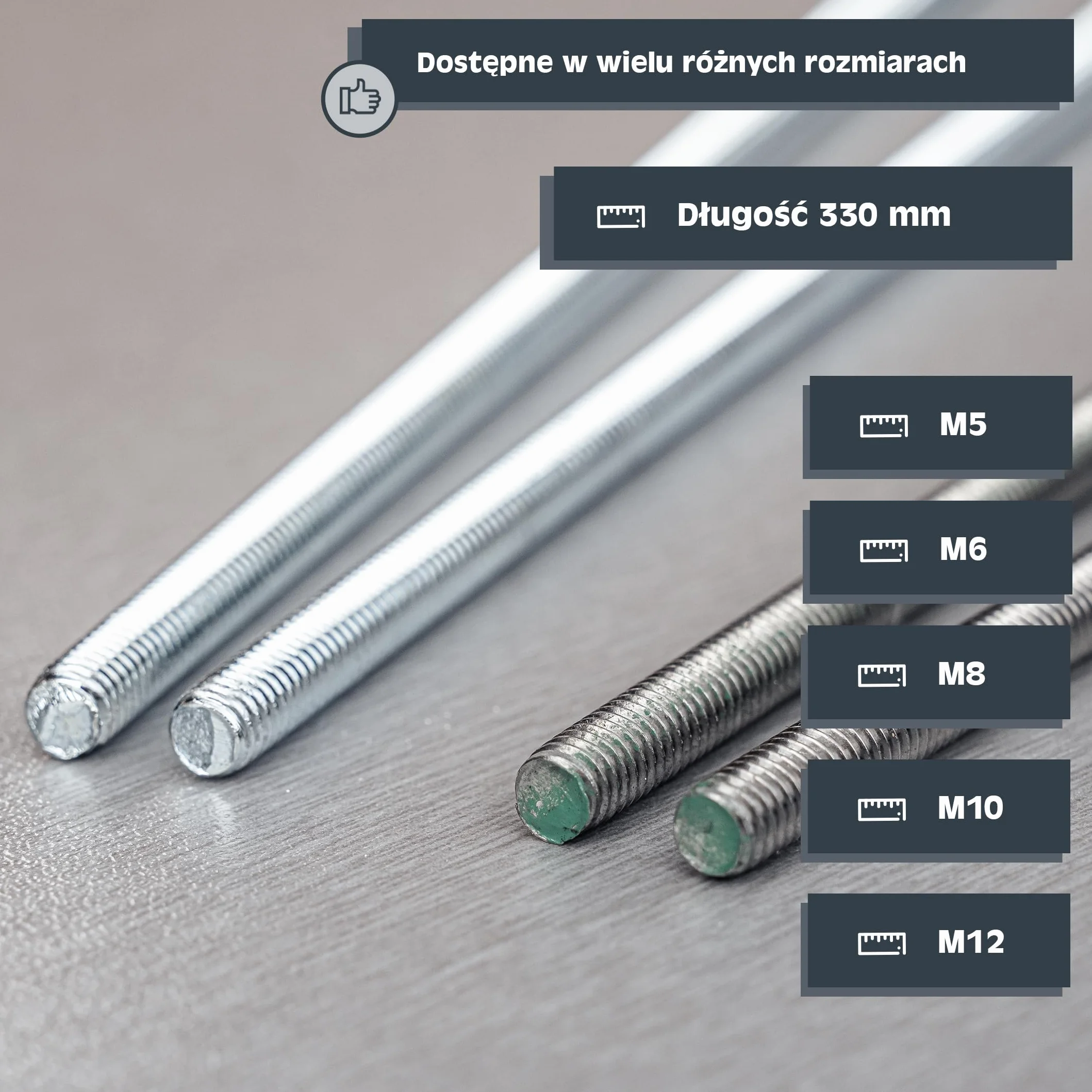 HELPMATE Pręt gwintowany M8 x 330 mm ze stali nierdzewnej A2 – 2 sztuki prętów gwintowanych z metrycznym pełnym gwintem – trzpień gwintowany DIN 976 srebrny