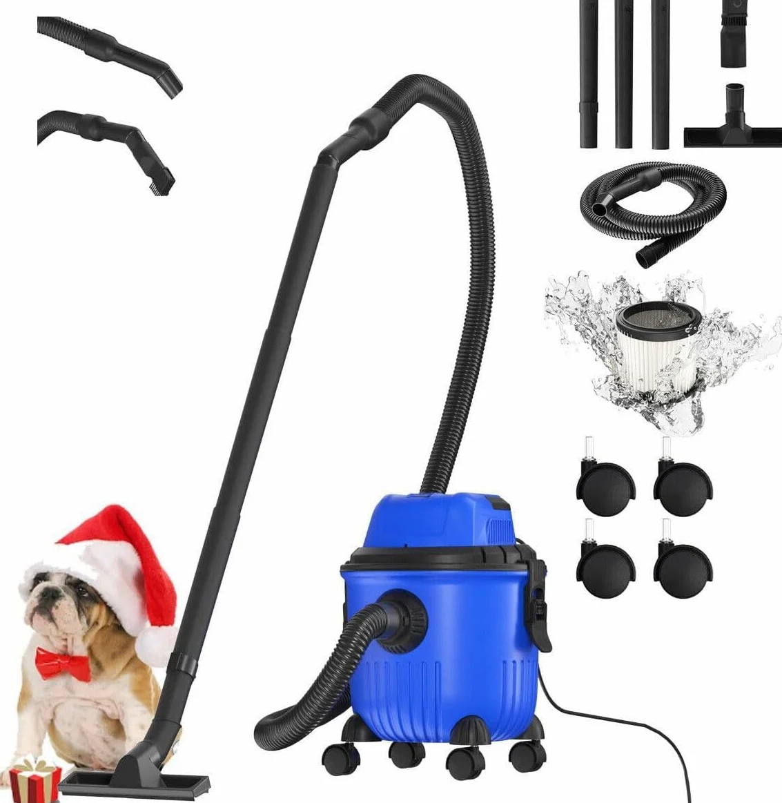 Odkurzacz przemysłowy Hoover odkurzacz na mokro i sucho, 4800 W, wysoka moc ssąca, bez worka na kurz, 16 kPa, pojemność 15 l, 4 koła wysuwowe