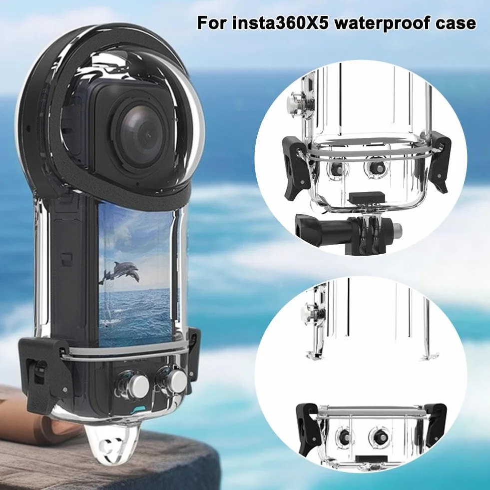 Niewidoczne etui do nurkowania Insta360 X5, wodoodporne etui do Insta360 X5 z arkuszem zapobiegającym zaparowaniu i uchwytem, wielofunkcyjne akcesoria do kamer sportowych, odpowiednie dla entuzjastów