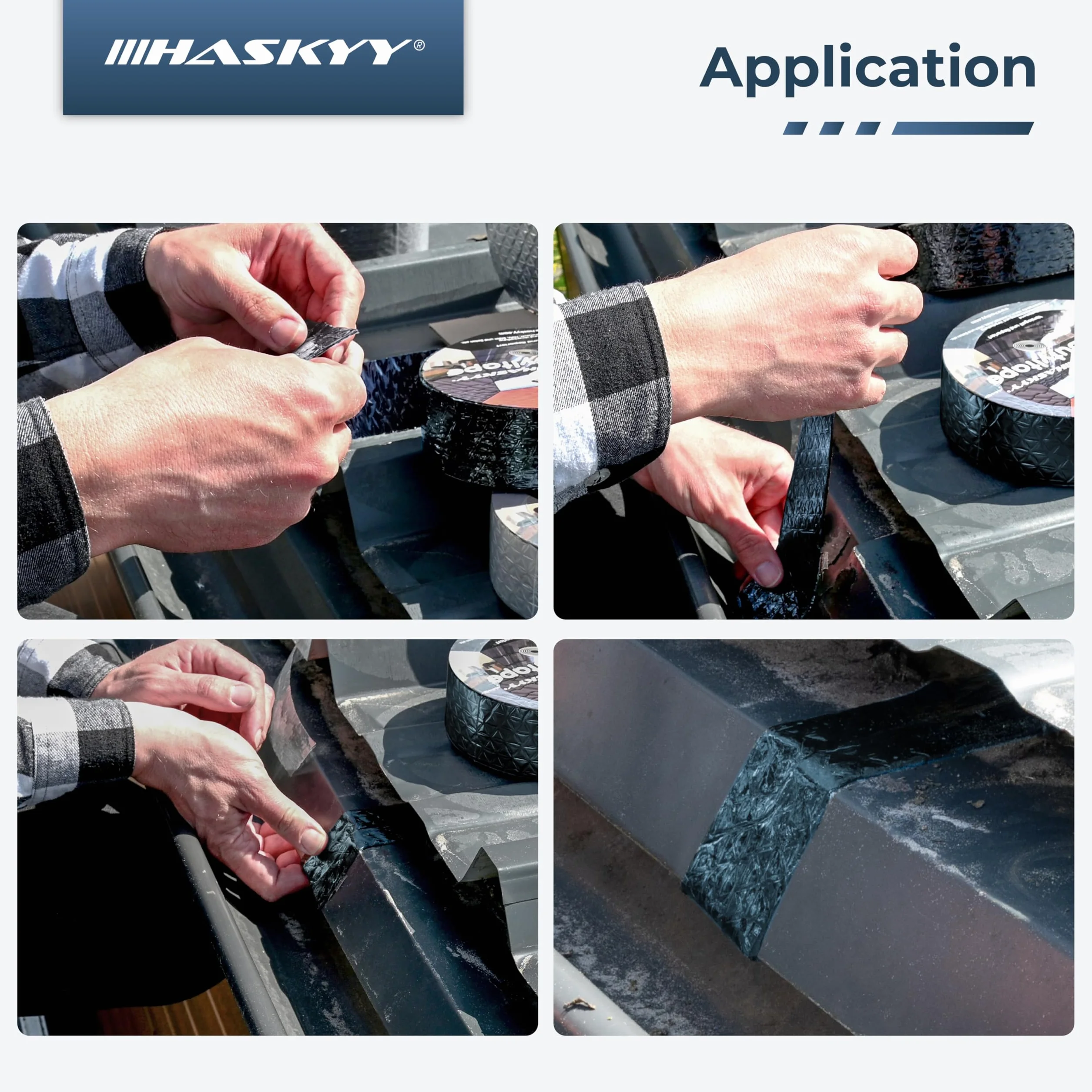HASKYY Wodoszczelna taśma klejąca butylowa I 50 mm x 10 m antracytowa wysokiej jakości samoprzylepna z folią aluminiową I taśma butylowa odporna na starzenie, korozję i promieniowanie UV