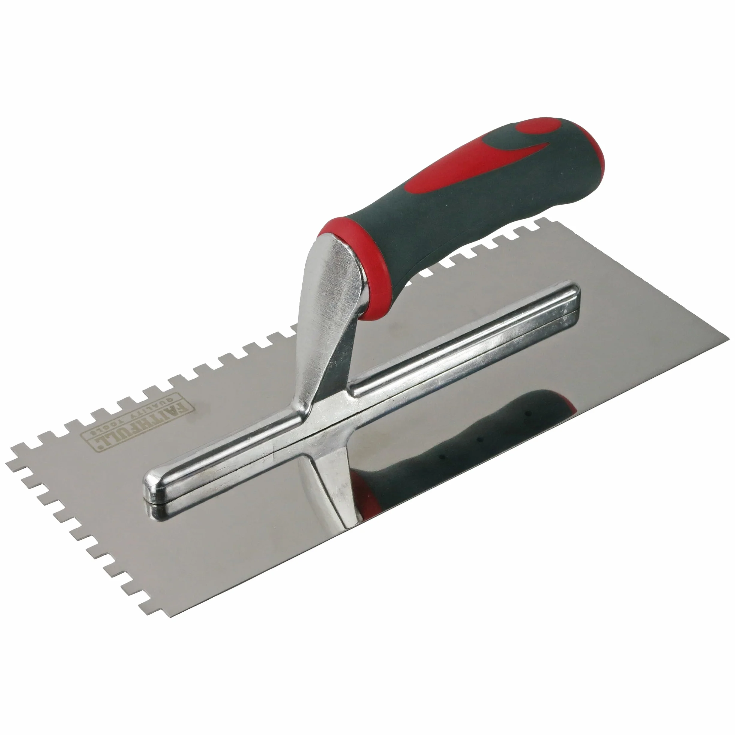 Paca zębata Faithfull Soft-Grip do nakładania kleju na podłogę/ścianę, ostrze ze stali nierdzewnej, 280 x 115 mm (11 x 4,5 cala) – ząbki 6 mm