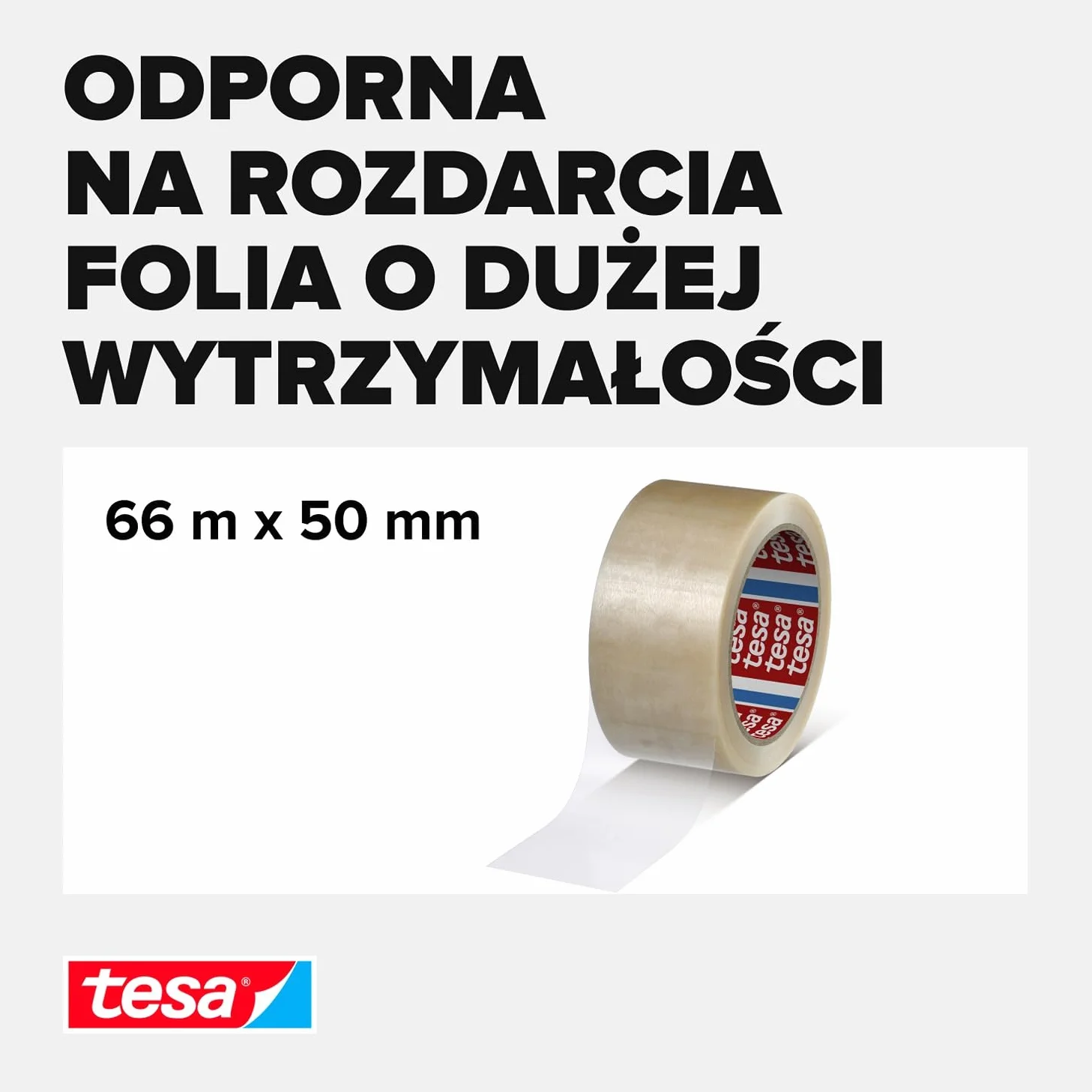 tesapack Taśma do Pakowania, do Kartonów o Średniej Wadze, 66 m x 50 mm, Przezroczysty