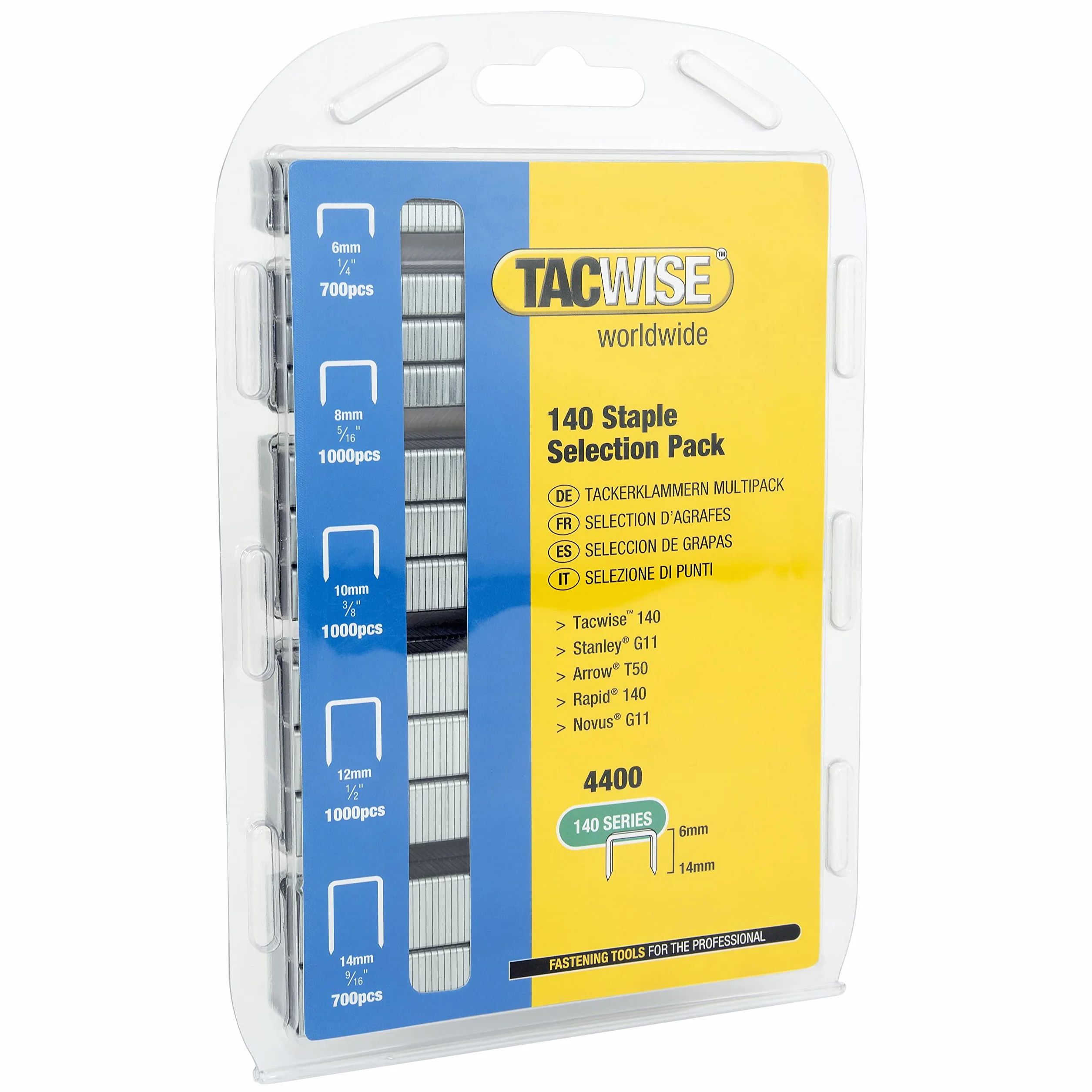 Tacwise 0350 Selection zestaw zszywek ocynkowanych typu 140/6-14 mm, 4400 sztuk, srebrne