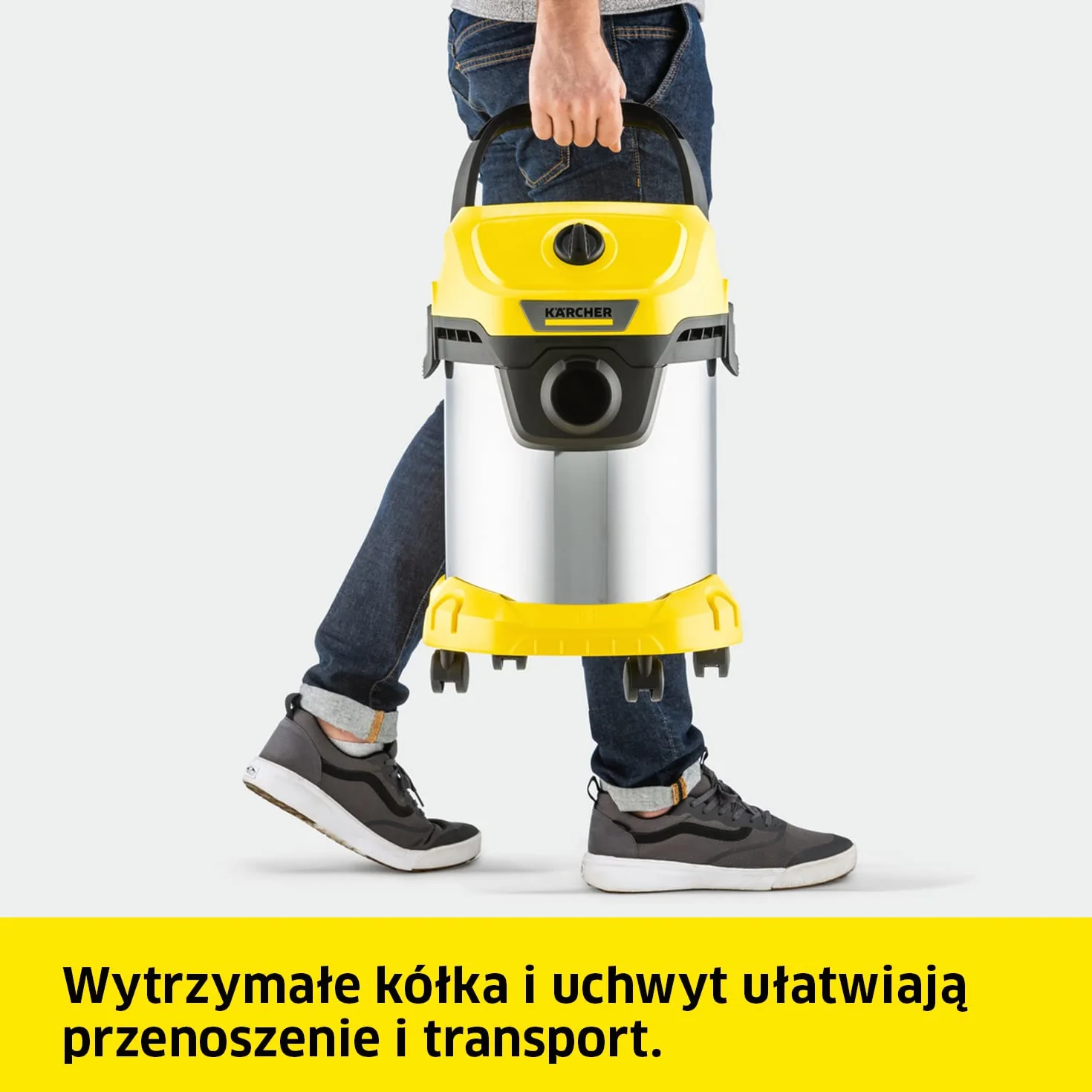 Kärcher Odkurzacz na Mokro/Sucho WD 3 S V-17/4/20, w tym filtr, 1000 W, zbiornik ze stali nierdzewnej: 17 l, wąż ssący: 2 m i przechowywanie węży, funkcja wydmuchu, ssawka do podłóg i szczelin