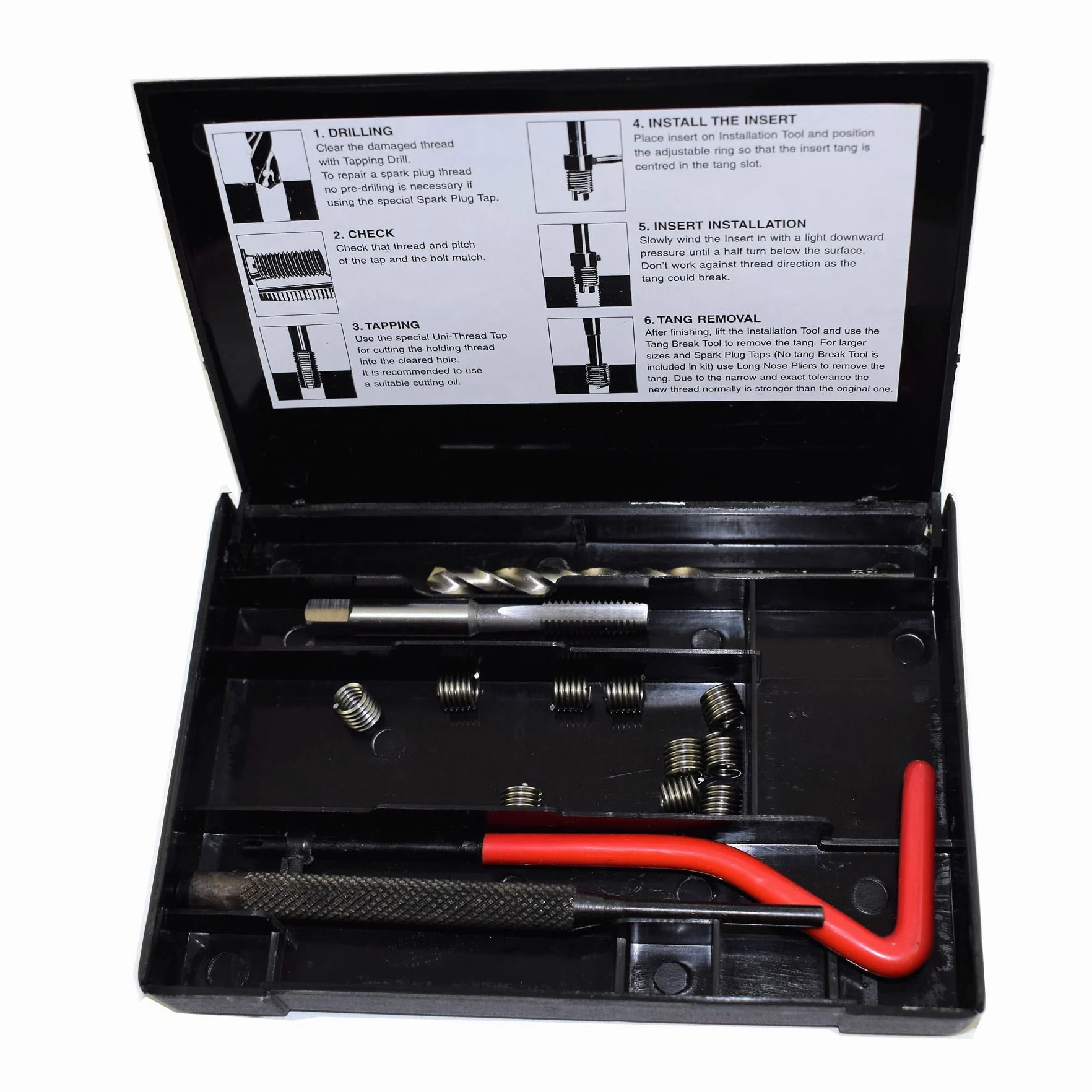 AB Tools-Unithread 1/4" x 20 UNC zestaw naprawczy do kranu Imperial Tap Helicoil uszkodzone gwinty zestaw 14 szt