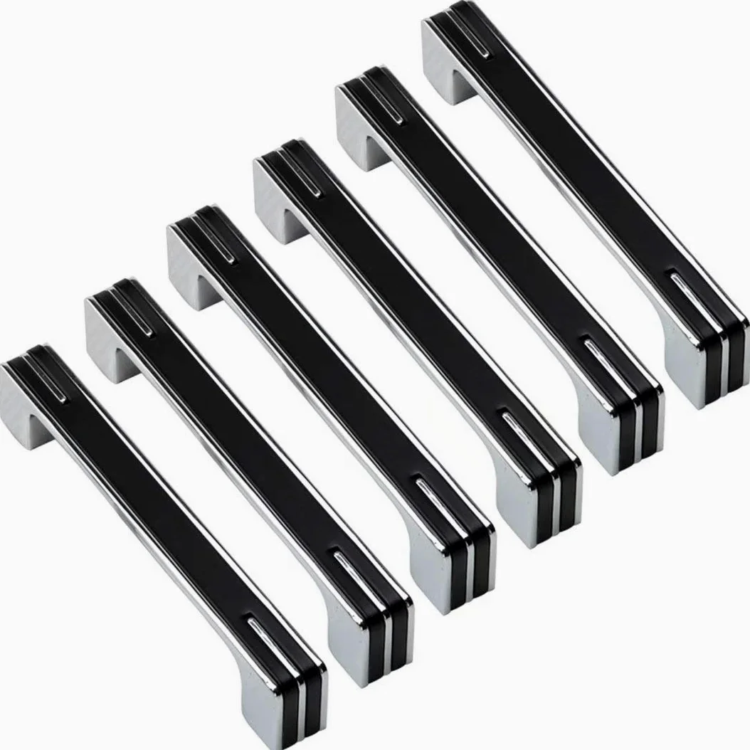 Uchwyty do szafek w stylu vintage, 6 Pcs Cabinet Door Handles Pulls Knobs Zinc Alloy Two-Tone Multiple Hole Centers(White,(Hole Centers 128 mm))