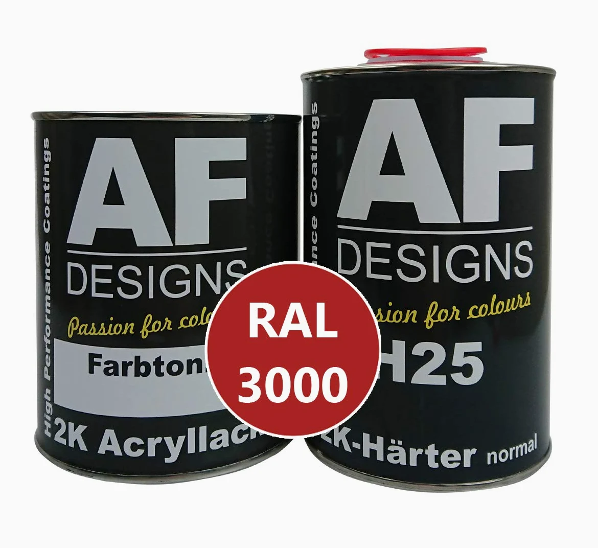 Alex Flittner Designs 2K lakier 3 kg zestaw RAL 3000 ŻAROWY matowy metal maszyny lakier przemysłowy do samochodów ciężarowych NFZ