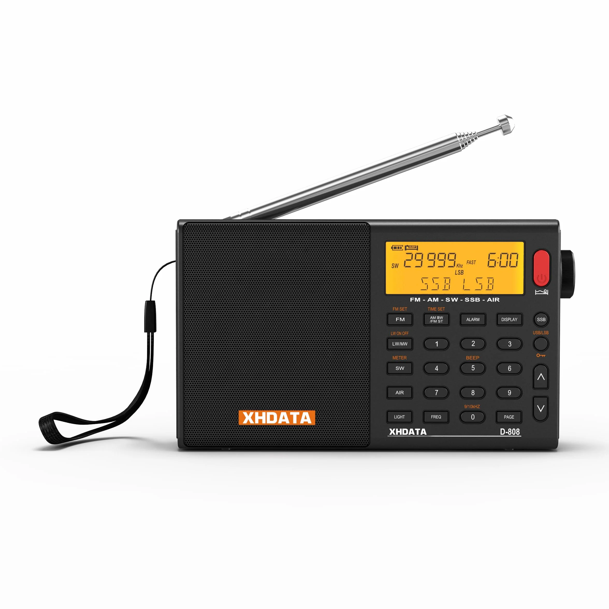 XHDATA D808 Przenośne radio cyfrowe FM Stereo MW SW LW SSB Airwave World Receiver RDS