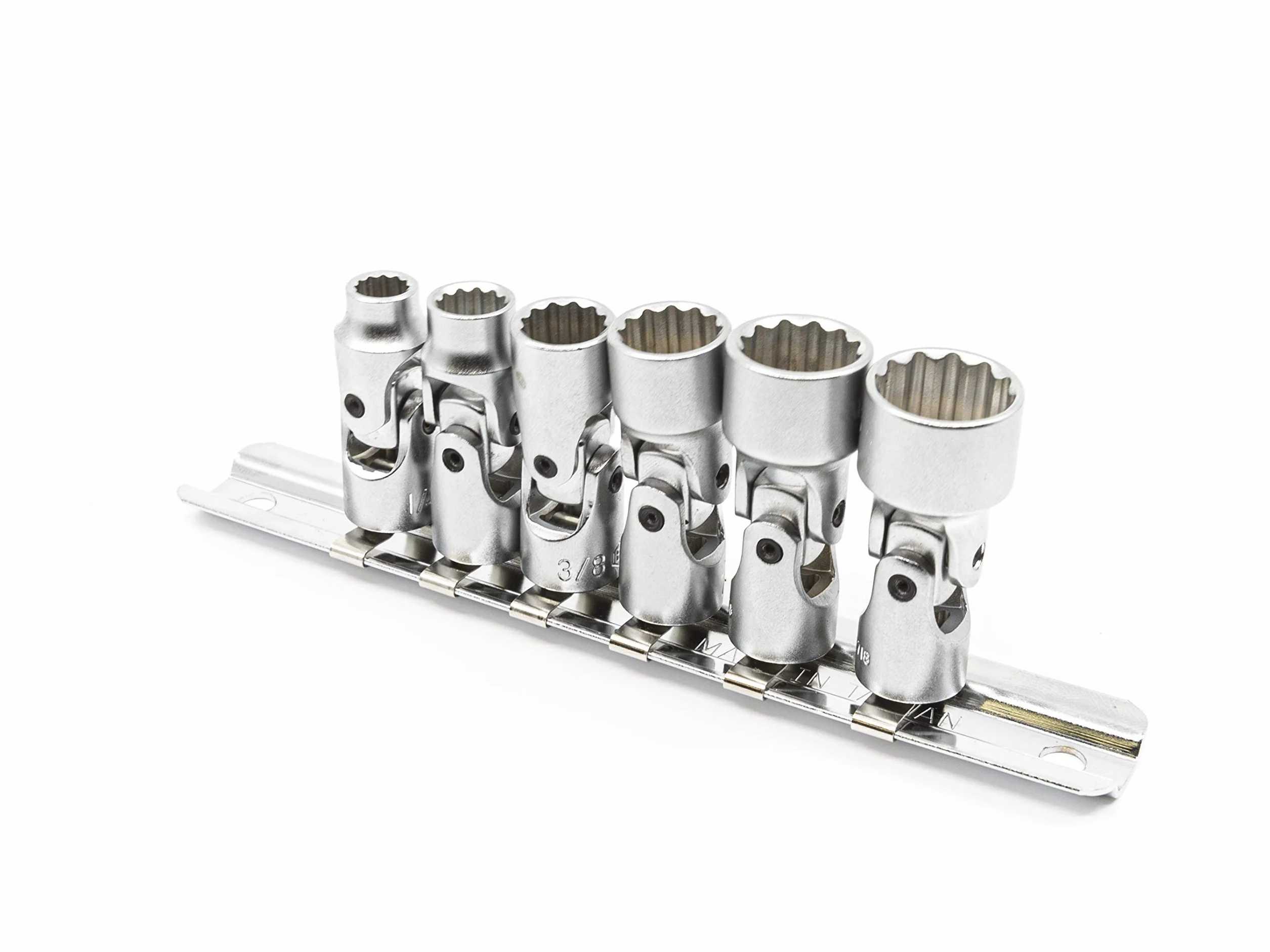 Genius Tools 6-częściowy uniwersalny zestaw nasadek ręcznych 1/4" Drive SAE (12-punktowy), matowe wykończenie - US-206S