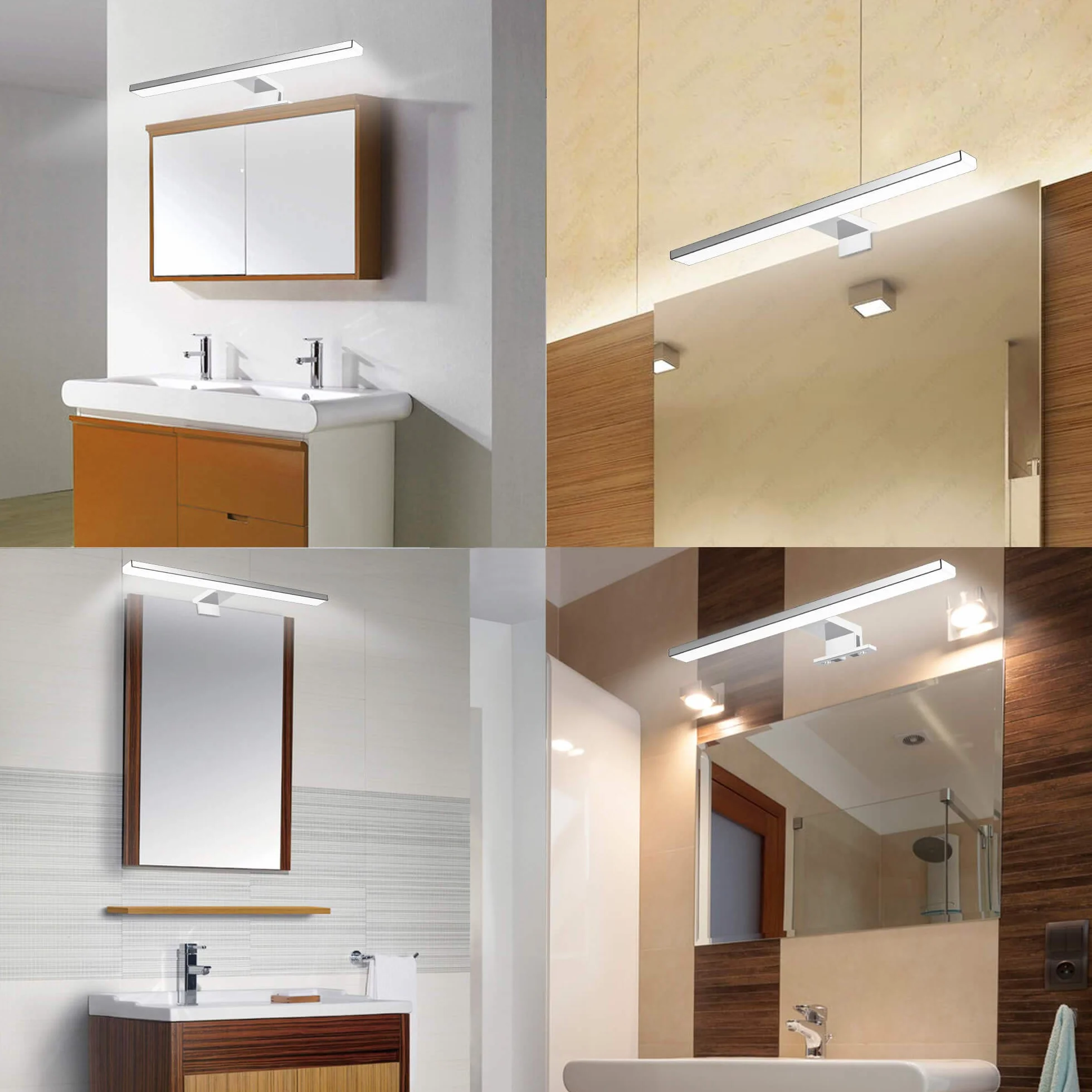 LED Spiegelleuchte Badezimmer 10W 820LM 40cm Kaltweiß 6500K Azhien,3in1 Montage IP44 230V Wandleuchte Spiegellampe 400mm,Kein Flimmern Badezimmerschrank Spiegelleuchten