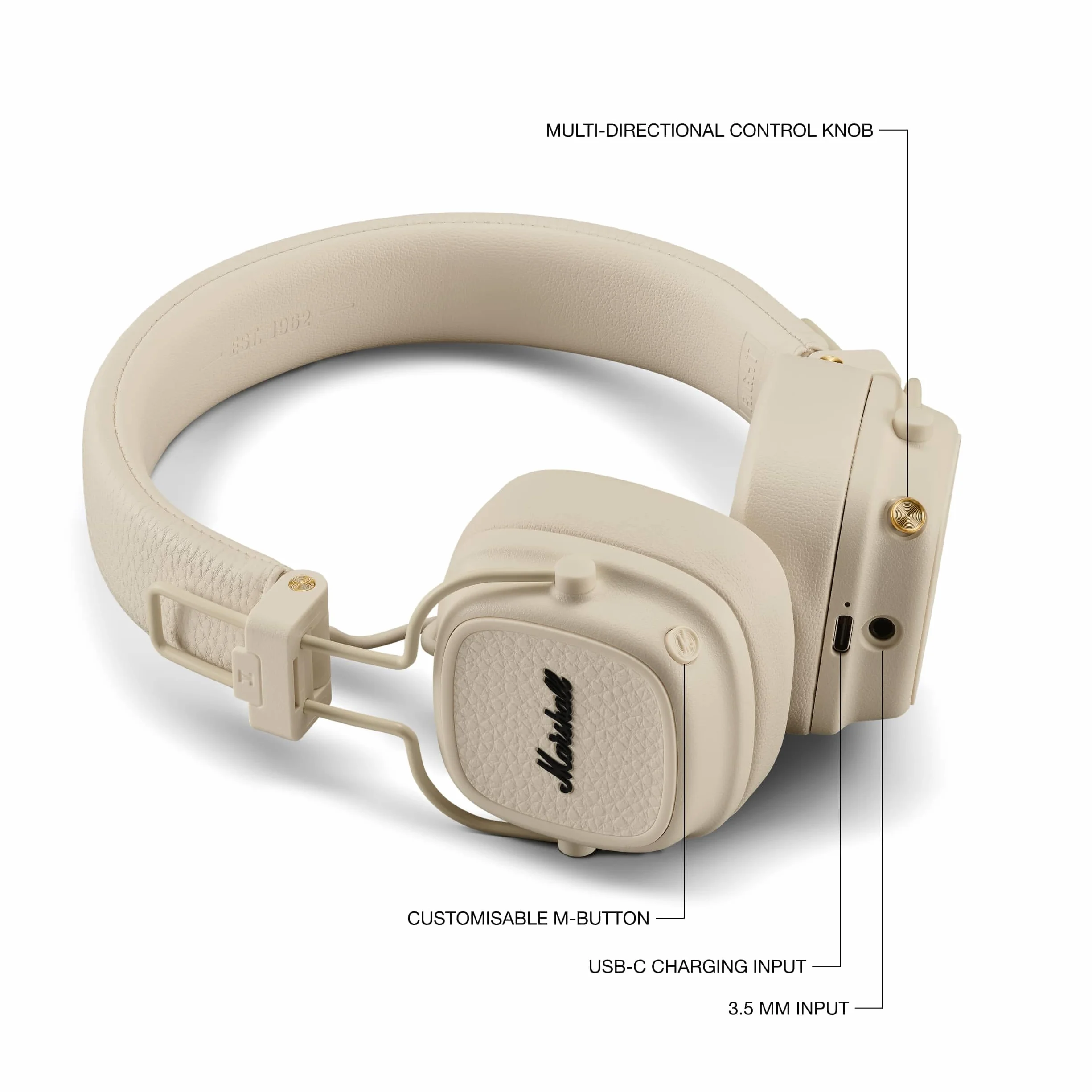 Marshall Major V Bezprzewodowe słuchawki Bluetooth Biały