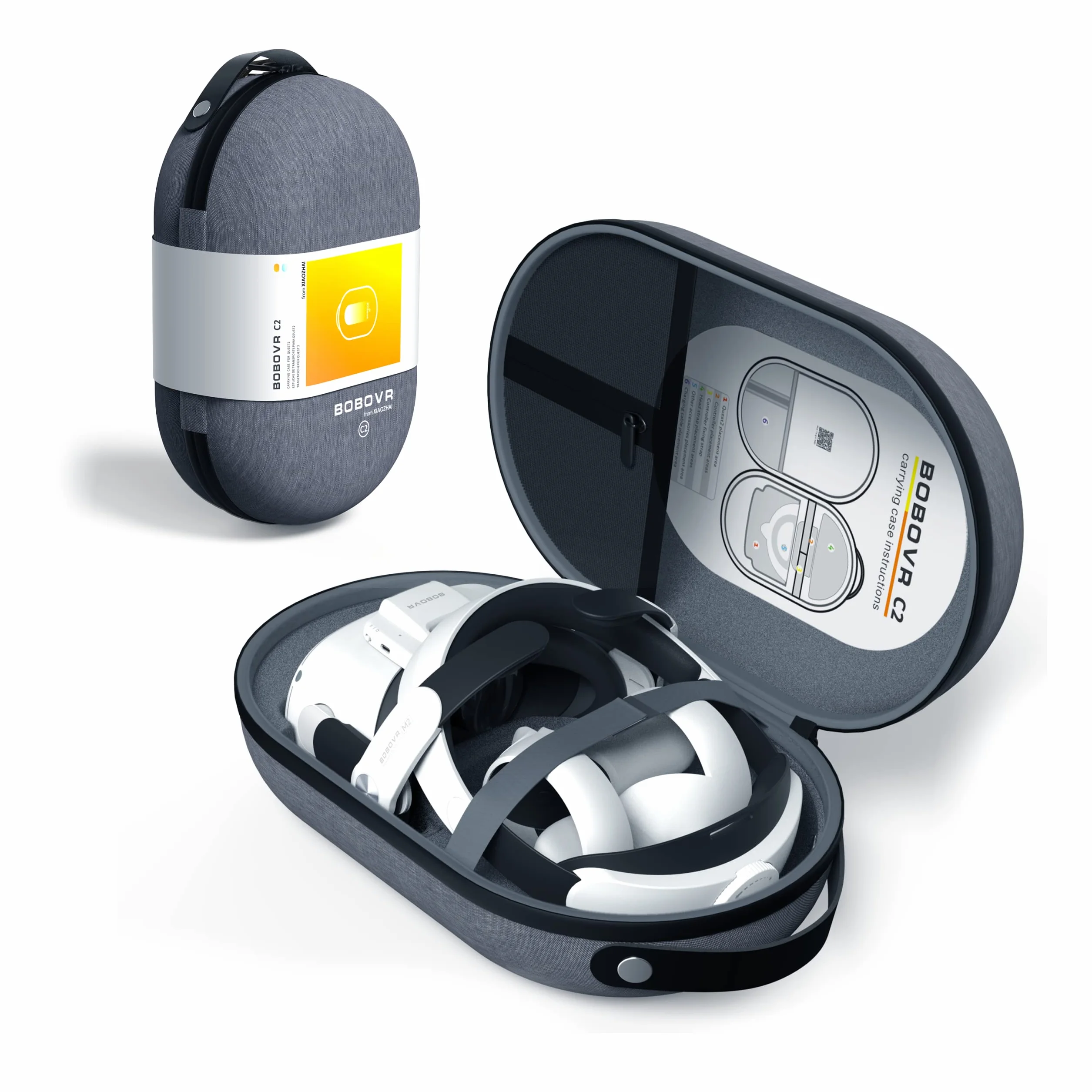 BOBOVR C2 Futerał kompatybilny z Quest 2/Quest 3/Pico 4 Elite Strap M2 M3 Pro Hard Large Space