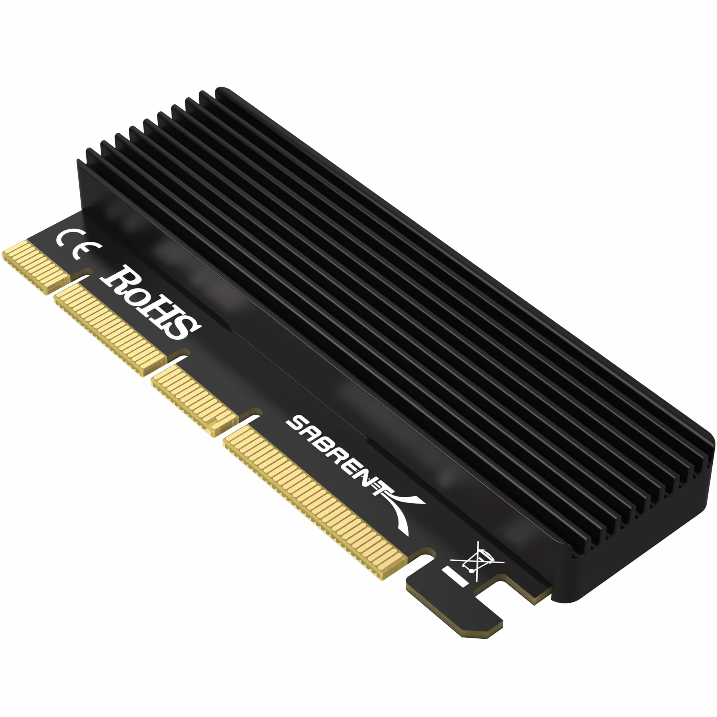 SABRENT Adapter M.2 SSD NVMe na PCIe z aluminiowym radiatorem i podkładką termiczną, do dysków SSD do 16 TB, konwerter M.2 NVMe na PCI-E 3.0 X4 X8 X16 (EC-PCIE)