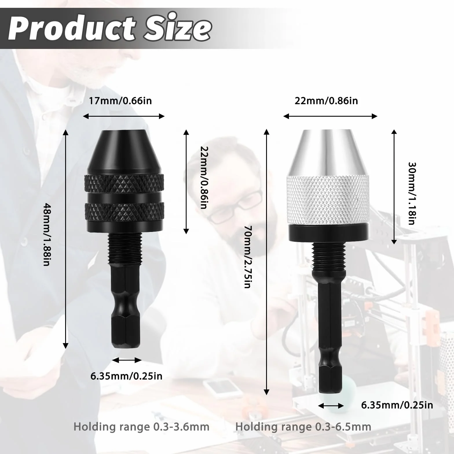 Giantree Bezkluczykowy uchwyt wiertarski, 2 szt. adapter uchwytu z 10 szt. wierteł, chwyt sześciokątny 1/10.2 cm, szybka wymiana konwertera, przedłużacz, adapter do mocowania narzędzia udarowego
