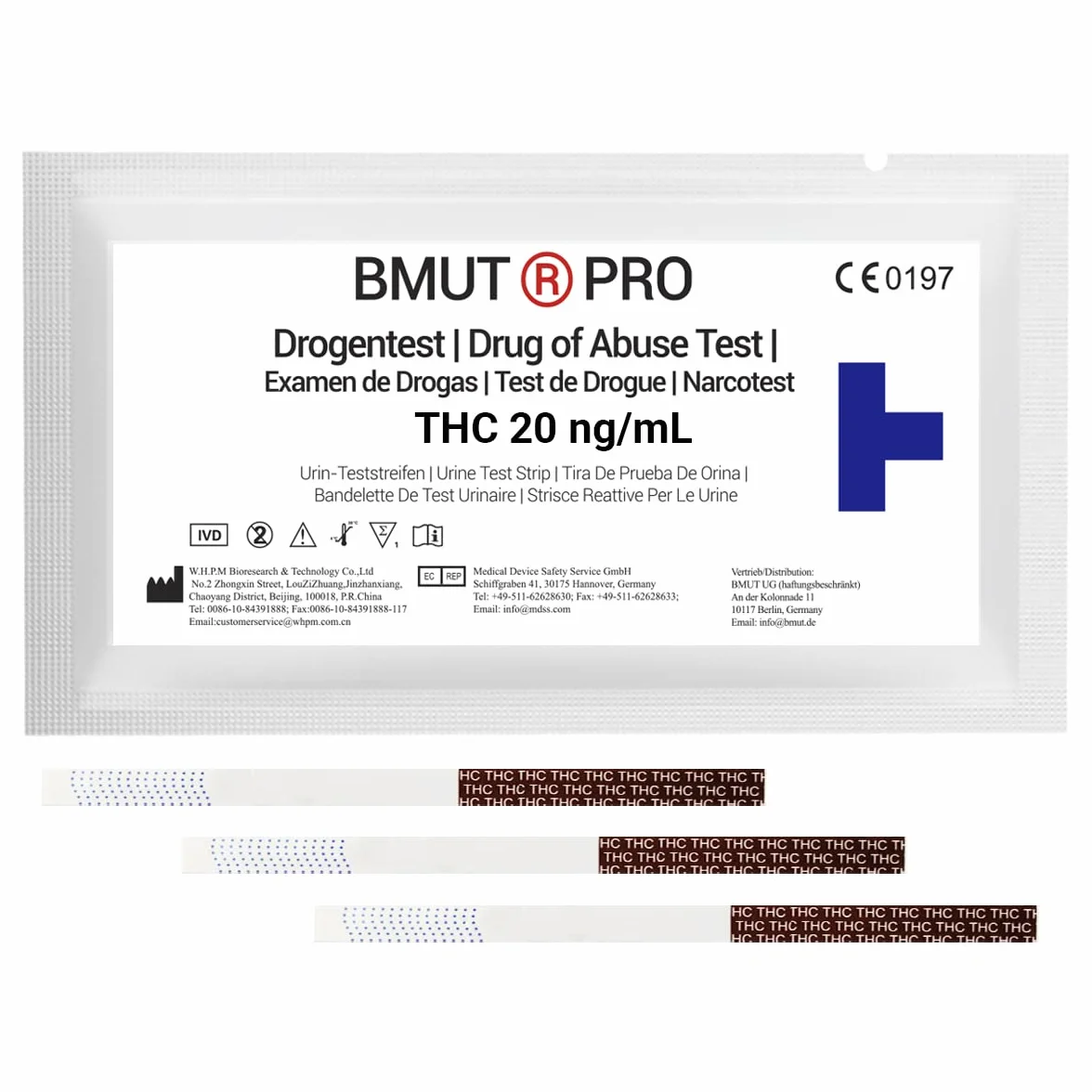 15 x THC test narkotykowy 20 ng/mL – marihuana – haszysz, test moczu THC, paski testowe, wysoka czułość, szybki test na lek (jakość apteczna)