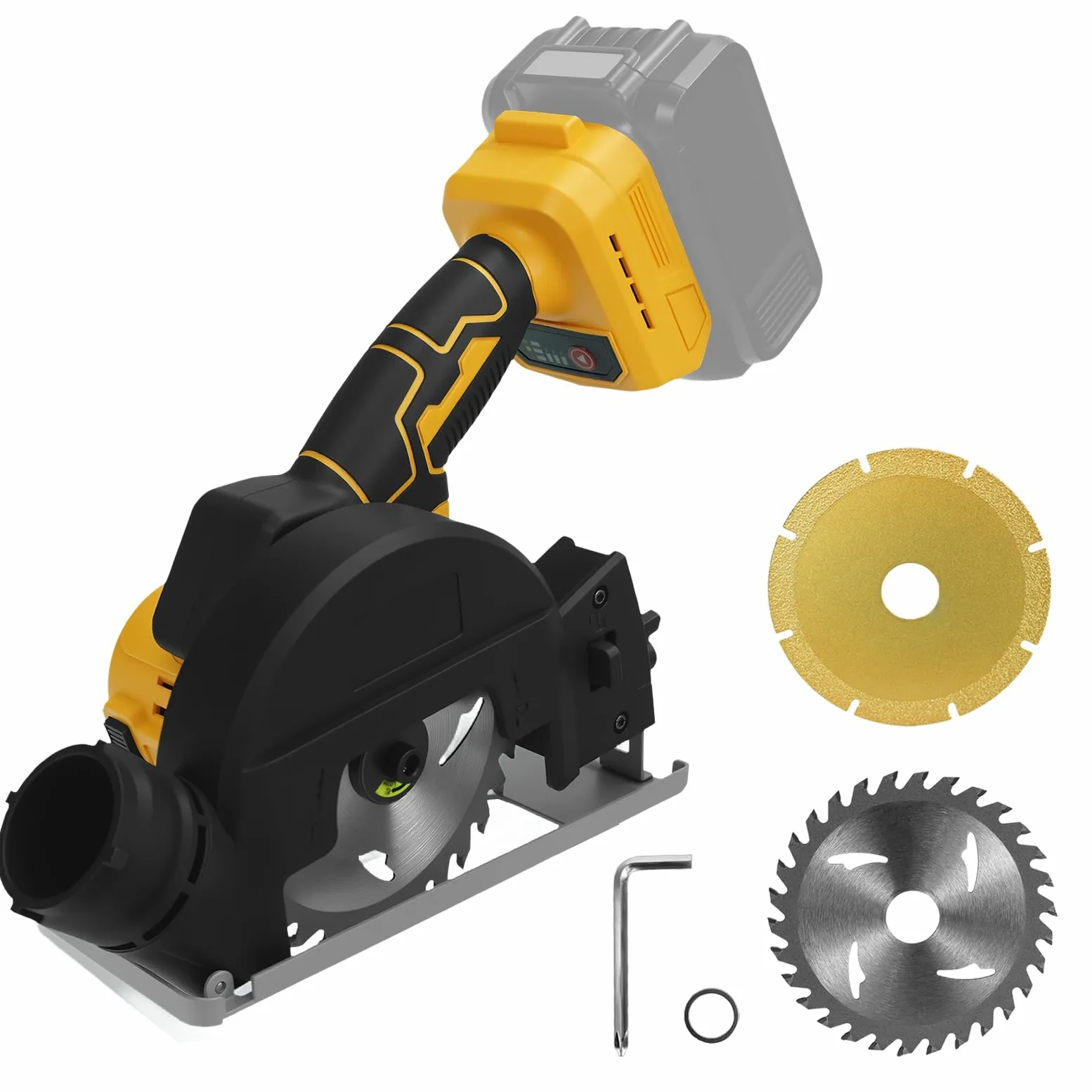 Bezprzewodowa piła tarczowa do baterii Dewalt 20 V, bezszczotkowa Power Mini piła kątowa, 3 prędkości i 12 000 obr./min, głębokość cięcia 20 mm, do metalu, drewna, tworzywa sztucznego (bez baterii)