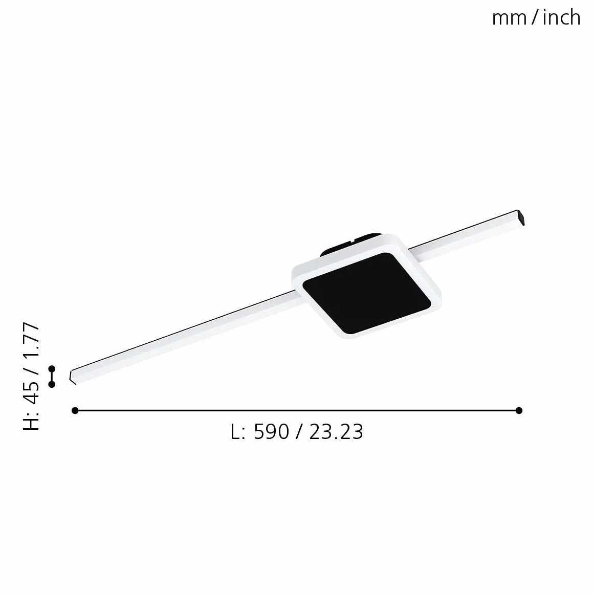 EGLO lampa sufitowa LED Sarginto, 2-płomienna, minimalistyczna | lampa do salonu z metalu w kolorze czarnym, z tworzywa sztucznego w kolorze białym, lampa do przedpokoju, ciepłej bieli