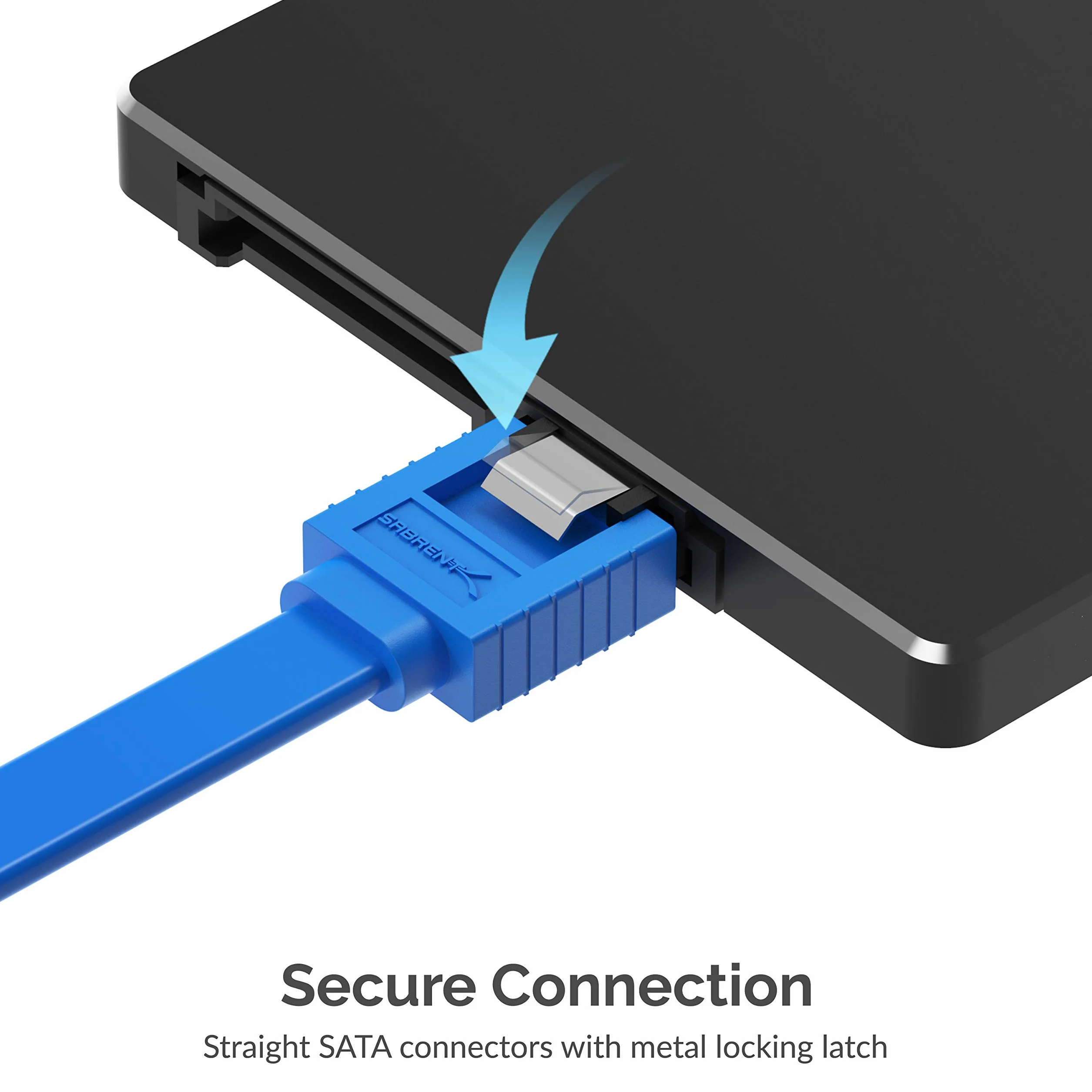 Kabel SATA 6 Gb/s SATA III 7-pinowy z zatrzaskiem blokującym do HDD SSD 3 sztuki