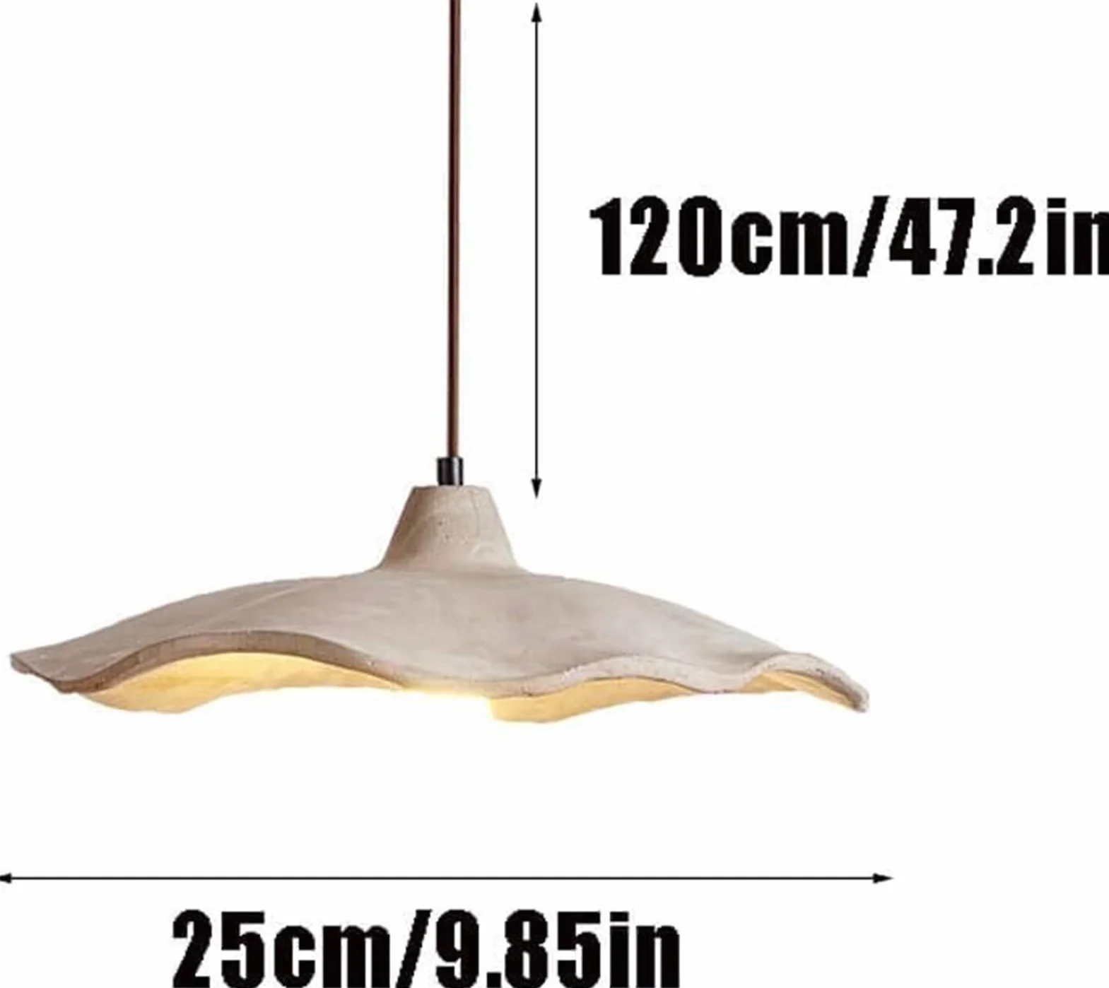 Nordic Grey Concrete Lotus Flower Pendant Lamp Chandelier Hanging Light Ceiling Mid Century Modern For Bedroom Nightstand Bedside Kitchen Island Dining Room(25CM)