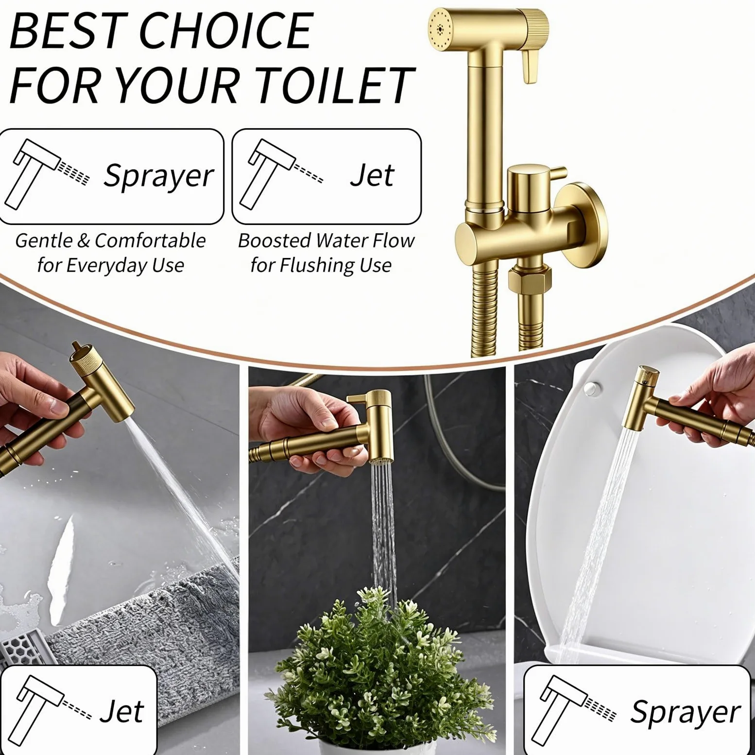 Bidet prysznicowy, kran bidet z regulowanym ciśnieniem wody, przenośny kran do toalety zestaw prysznicowy z zaworem i wężem prysznicowym 1,2 m, prysznic bidet do toalety pełna toaleta