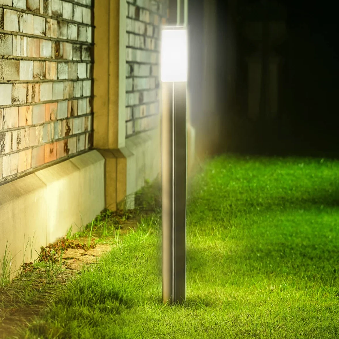 CGC ASTER Zewnętrzna latarnia/lampa słupkowa 100 cm ze stali nierdzewnej do ogrodu, patio, ganku, tarasu, ścieżki, podjazdu 220-240V, E27, IP54