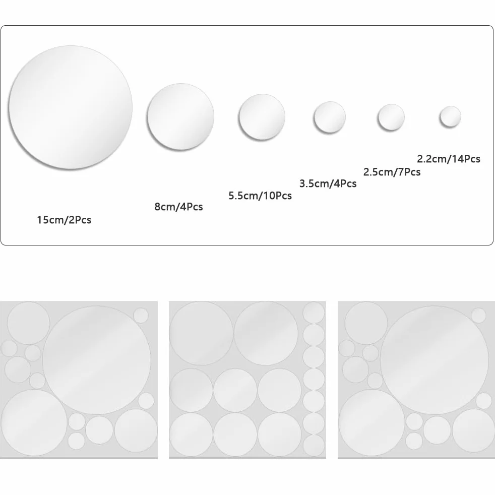 41 sztuk lustrzanych naklejek na ścianę 3D, okrągłe, 3D, lustro, dekoracja, lustro, dekoracja ścienna, sztuka, koło samoprzylepne, "zrób to sam"}