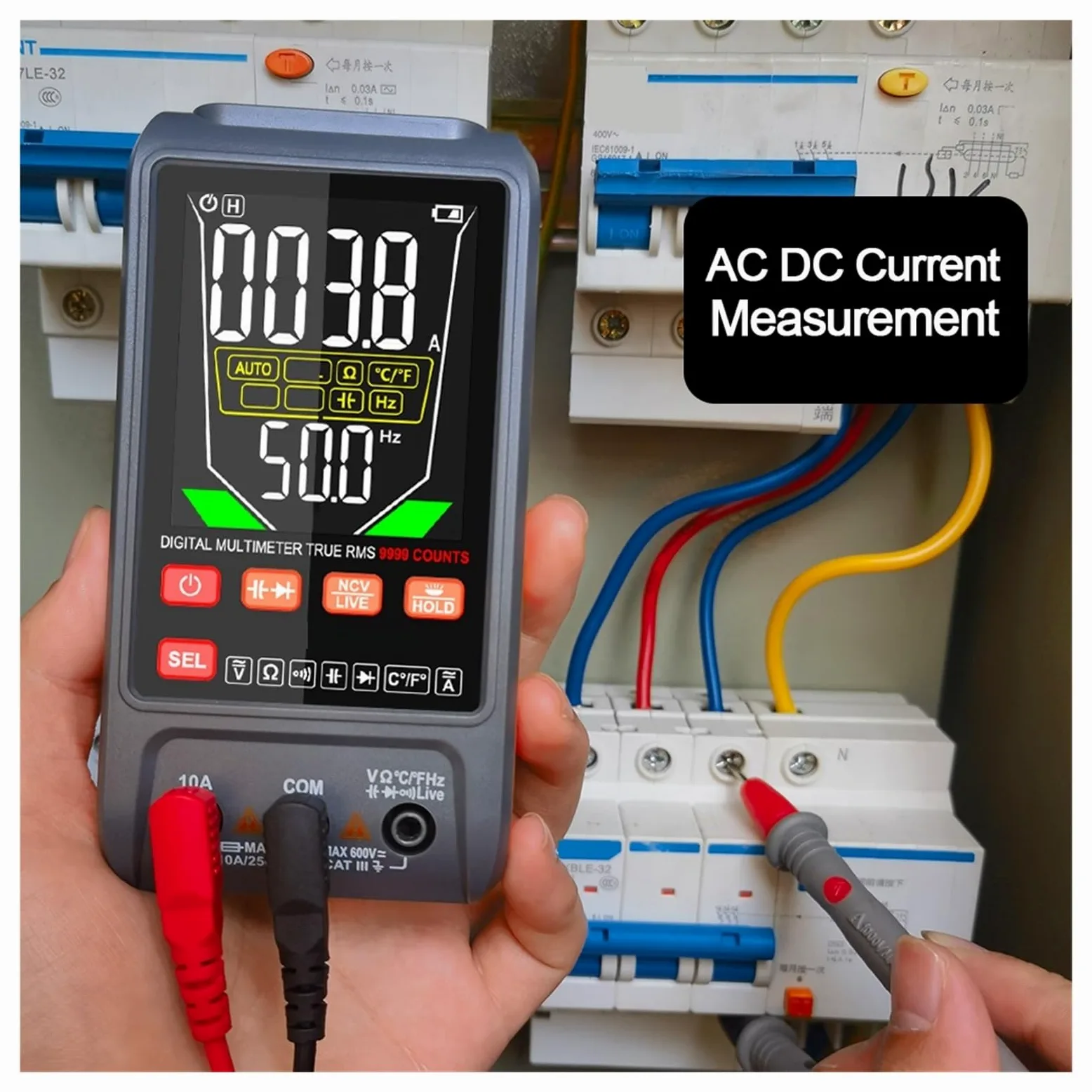 Tester Multimetru Multimetr Cyfrowy DC AC Multimetr Tester Pojemności Ręczny Zakres Woltomierz True RMS Tester Próbnik Elektroniczny Narzędzie Dla Elektryków Precyzja Bezpieczny(116)