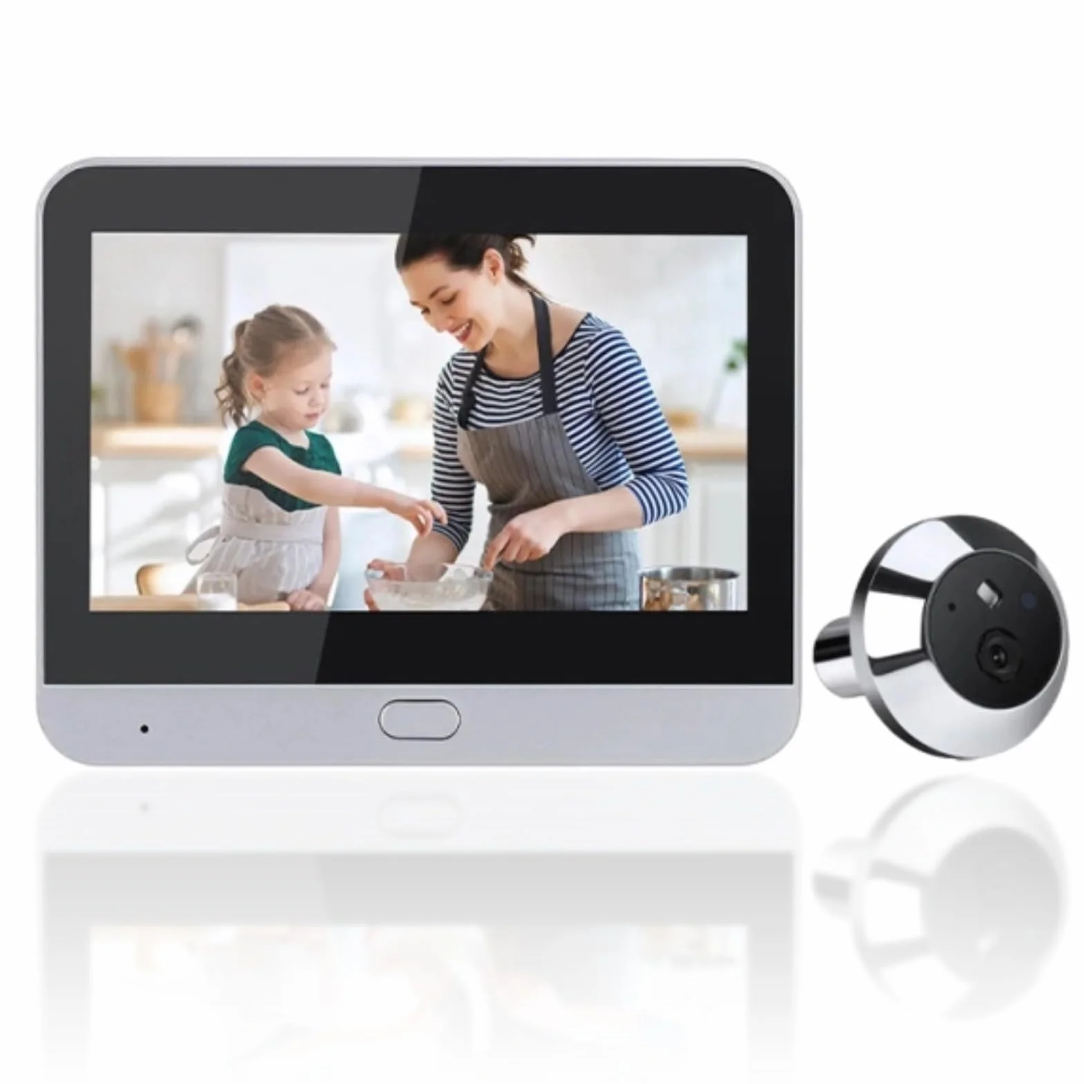 Bezprzewodowy Cyfrowy Wizjer do Drzwi, Cyfrowa Kamera Bezpieczeństwa LCD 1080P z Monitorem 4,3 Cala, Wizjer 120 Stopni, Noktowizor na podczerwień, Wykrywanie Ruchu, Dwukierunkowy