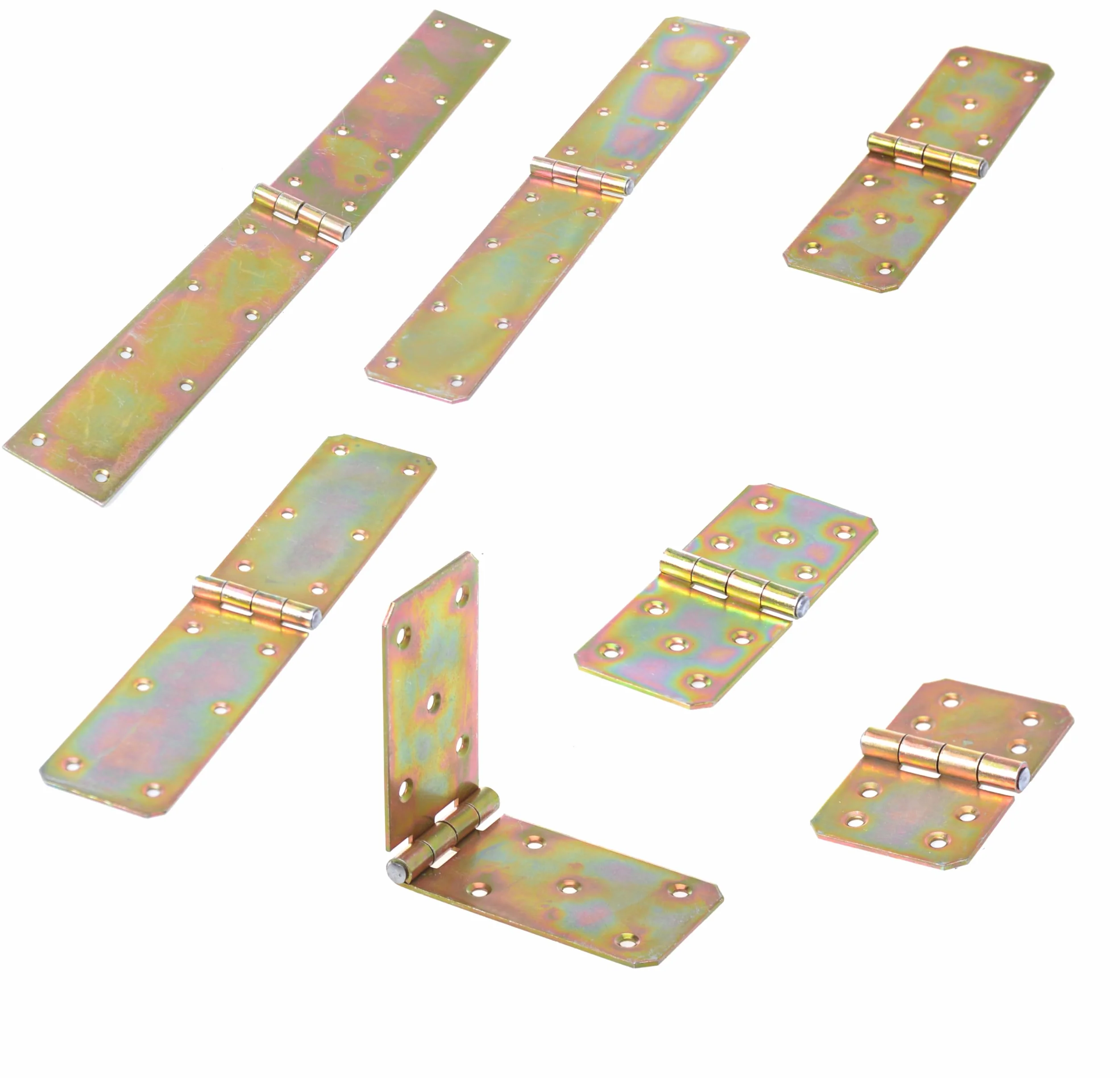 Zawiasy taśma skrzyniowa zestaw 10 sztuk obrusów zwiniętych 300 x 60 x 1,5 mm stal ocynkowana złoto