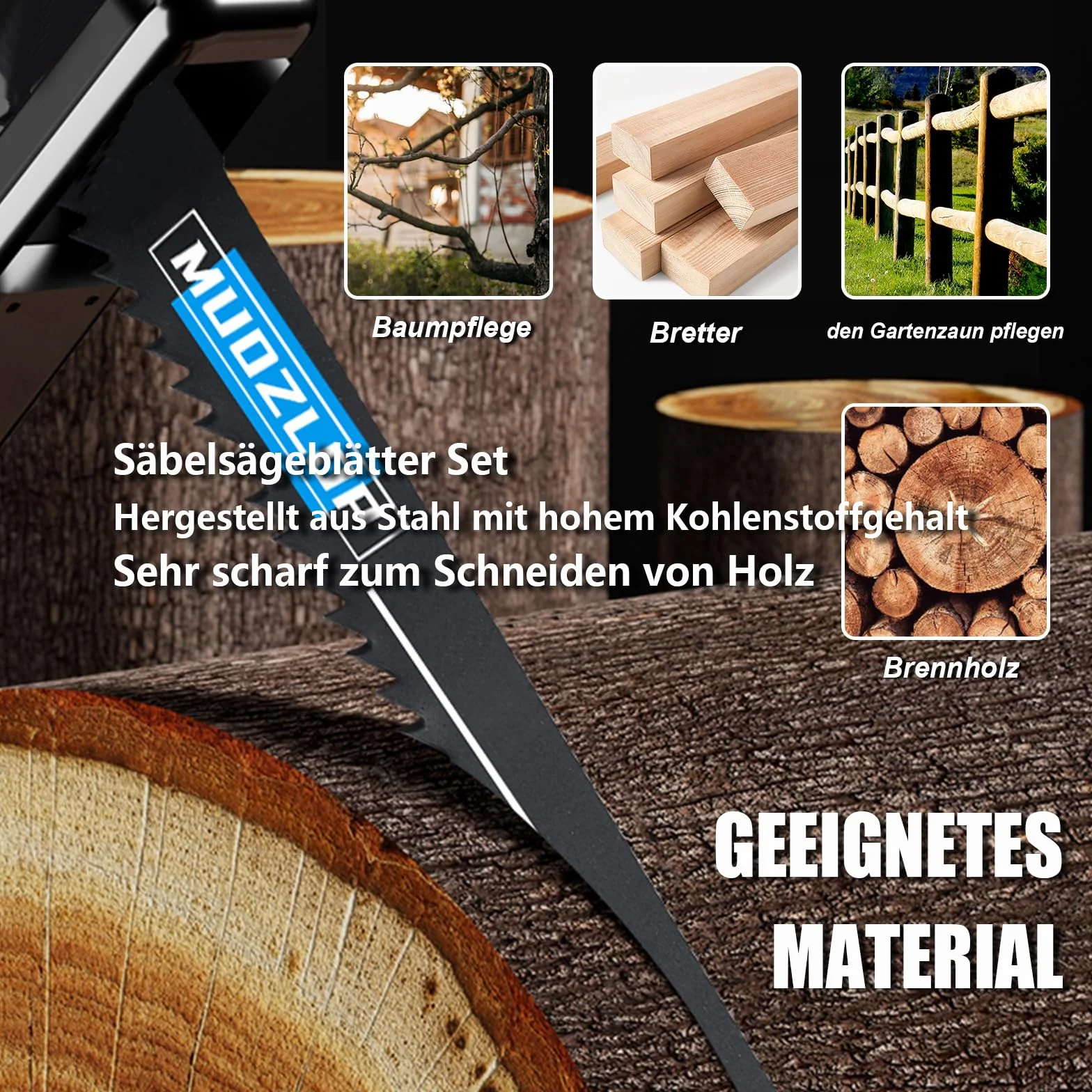 Zestaw 5 brzeszczotów do piły szablastej, 225 mm, 6 brzeszczotów TPI do piły szablastej, do drewna (5, 6TPI, 225 mm)