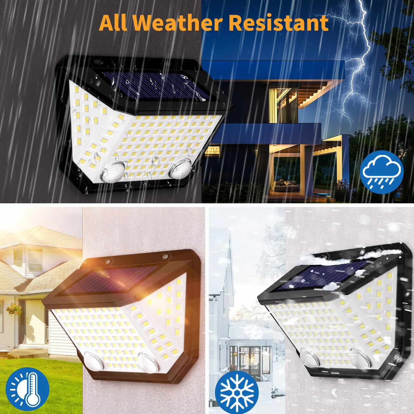 K KASONIC Solarne lampy ogrodzeniowe z dwoma czujnikami, wodoodporne lampy ruchowe 6500 K o szerokim kącie oświetlenia 300°, do ogrodu, 4 sztuki, zewnętrzne oświetlenie ścienne do domu