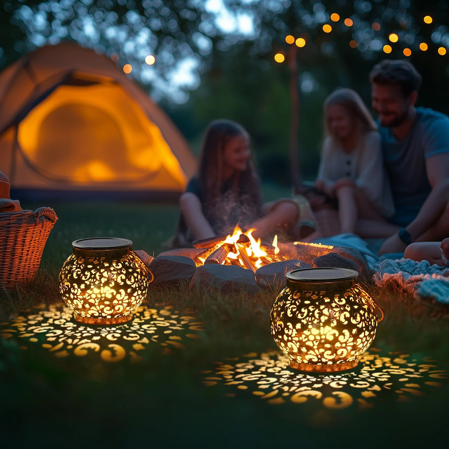 JOYCREATOR Latarnia solarna do użytku na zewnątrz, wodoszczelna IP65, 2 sztuki latarni LED w stylu vintage, do użytku na zewnątrz, ciepła biel, lampy solarne do ogrodu, wiszące na balkon, patio