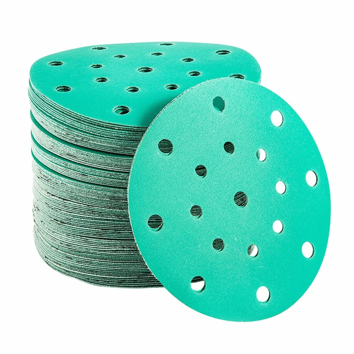 Tarcze szlifierskie 150 mm - 100 szt. podkładek szlifierskich z rzepem, ziarno 60-2000 do szlifierki oscylacyjnej losowej z 17 otworami(80grit)