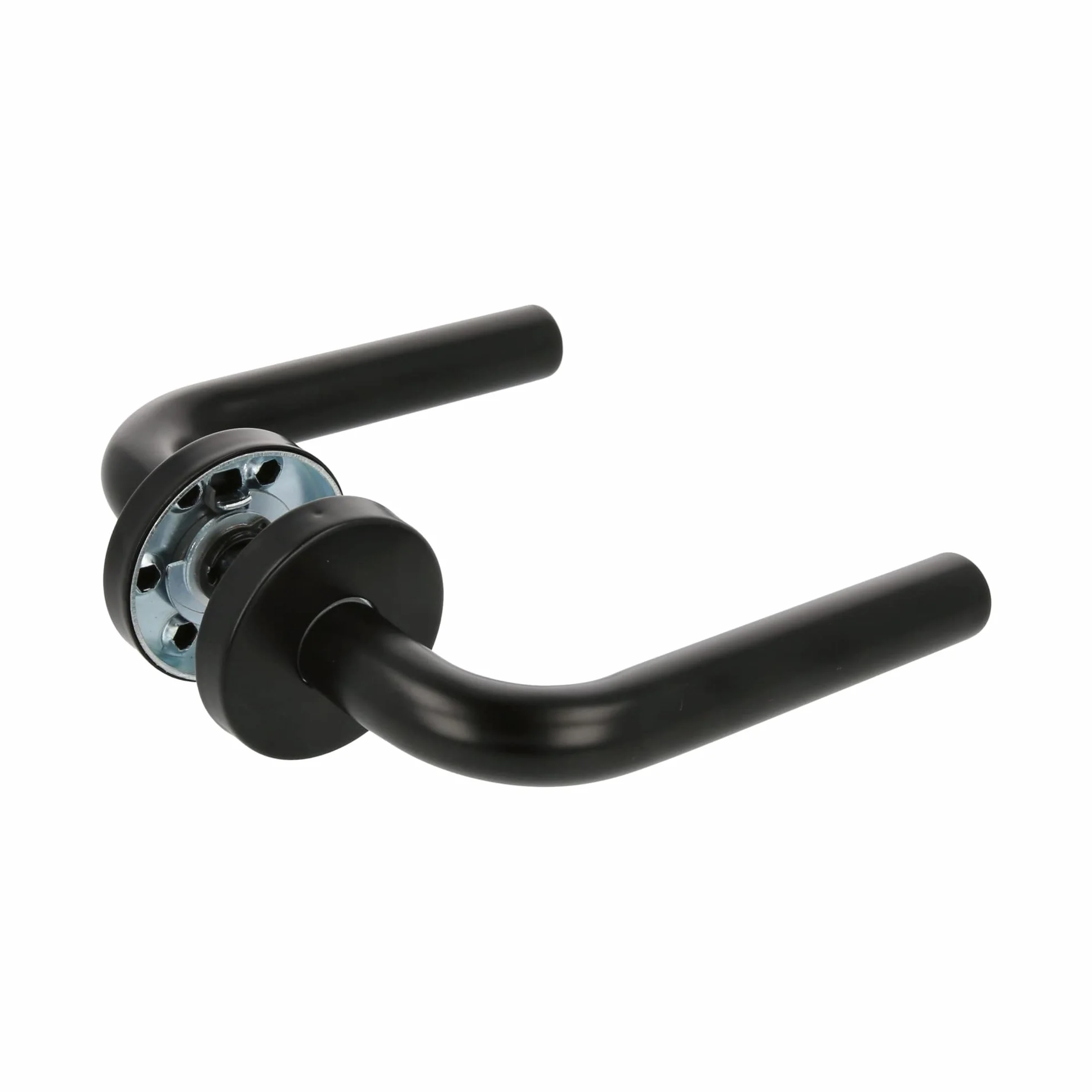 Amig - Zestaw klamek do drzwi z rozetą wewnętrzną | Mod. 4RX | 135 x Ø19 mm | 8 mm kwadrat | elegancki i prosty design | czarna stal nierdzewna