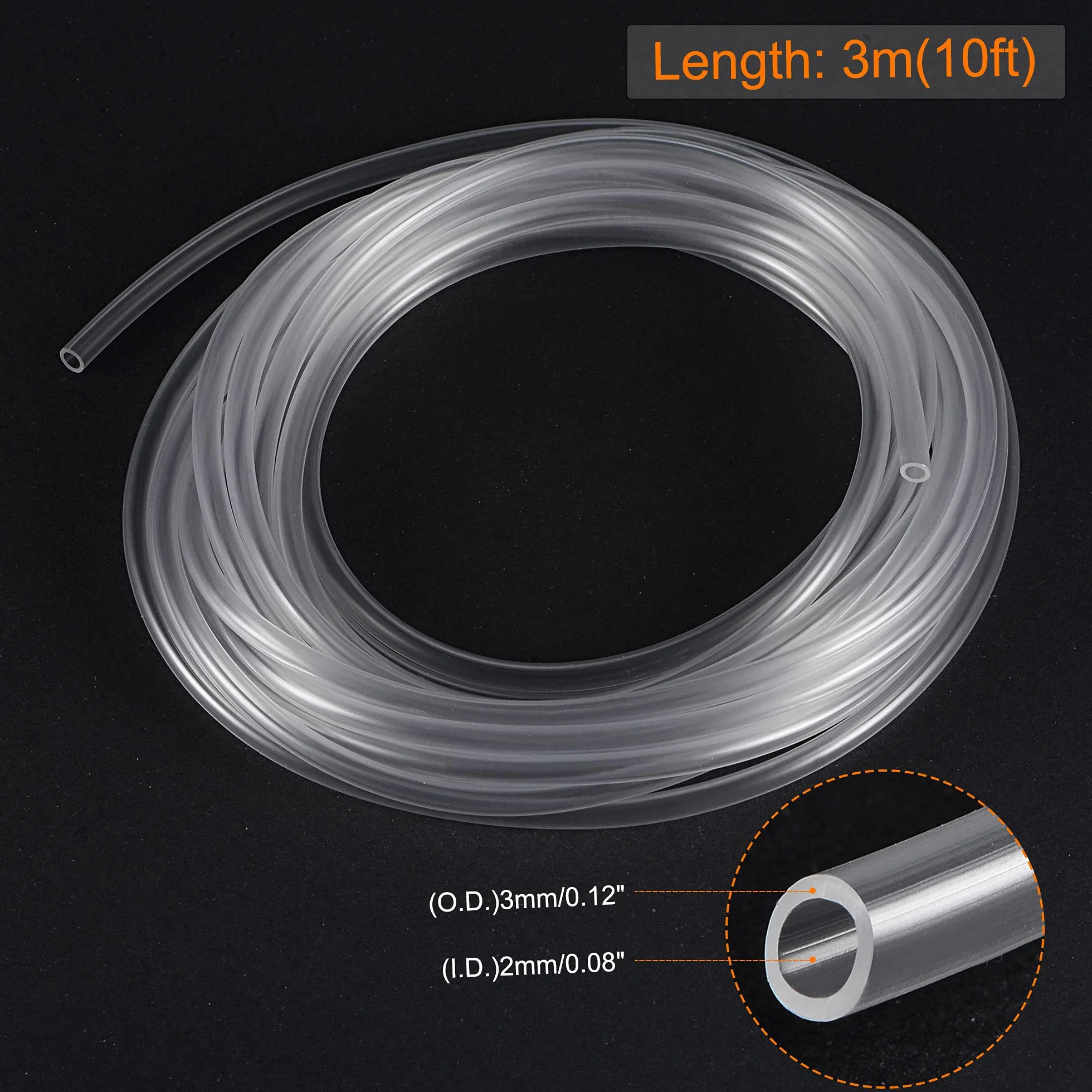 PATIKIL 2mm ID 3mm OD 10ft PVC Przezroczysty Wąż Winylowy, Wysokiej Przezroczystości Elastyczne Plastikowe Wąż do Wody