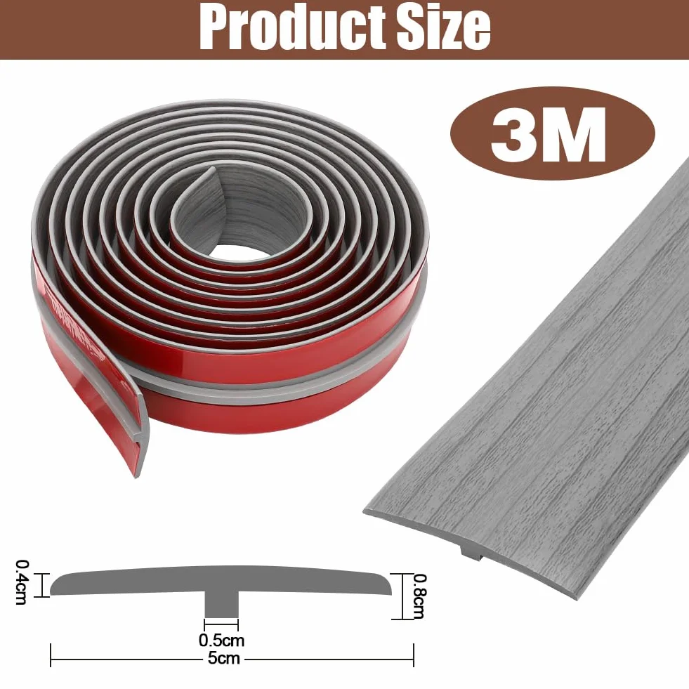 RANJIMA Profil przejściowy, samoprzylepny, profil T, listwa przejściowa, samoprzylepna, 3 m x 5 cm, listwa przejściowa wyrównująca wysokość, listwa maskująca do progów drzwi i podłóg łączących płytki