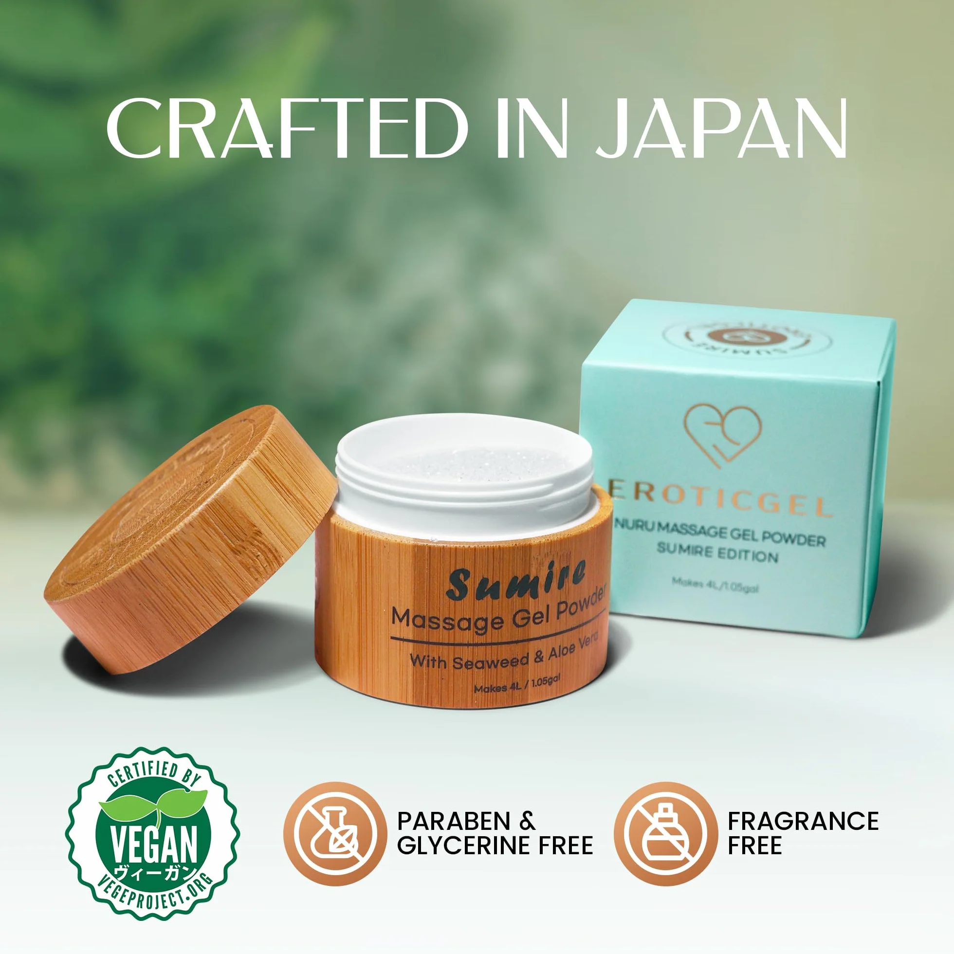 Sumire Edition Żel do masażu nuru, 40 g, wodorosty nori i aloes, wyprodukowano w Japonii, bez parabenów i gliceryny, starcza na 4 l, bezbarwny
