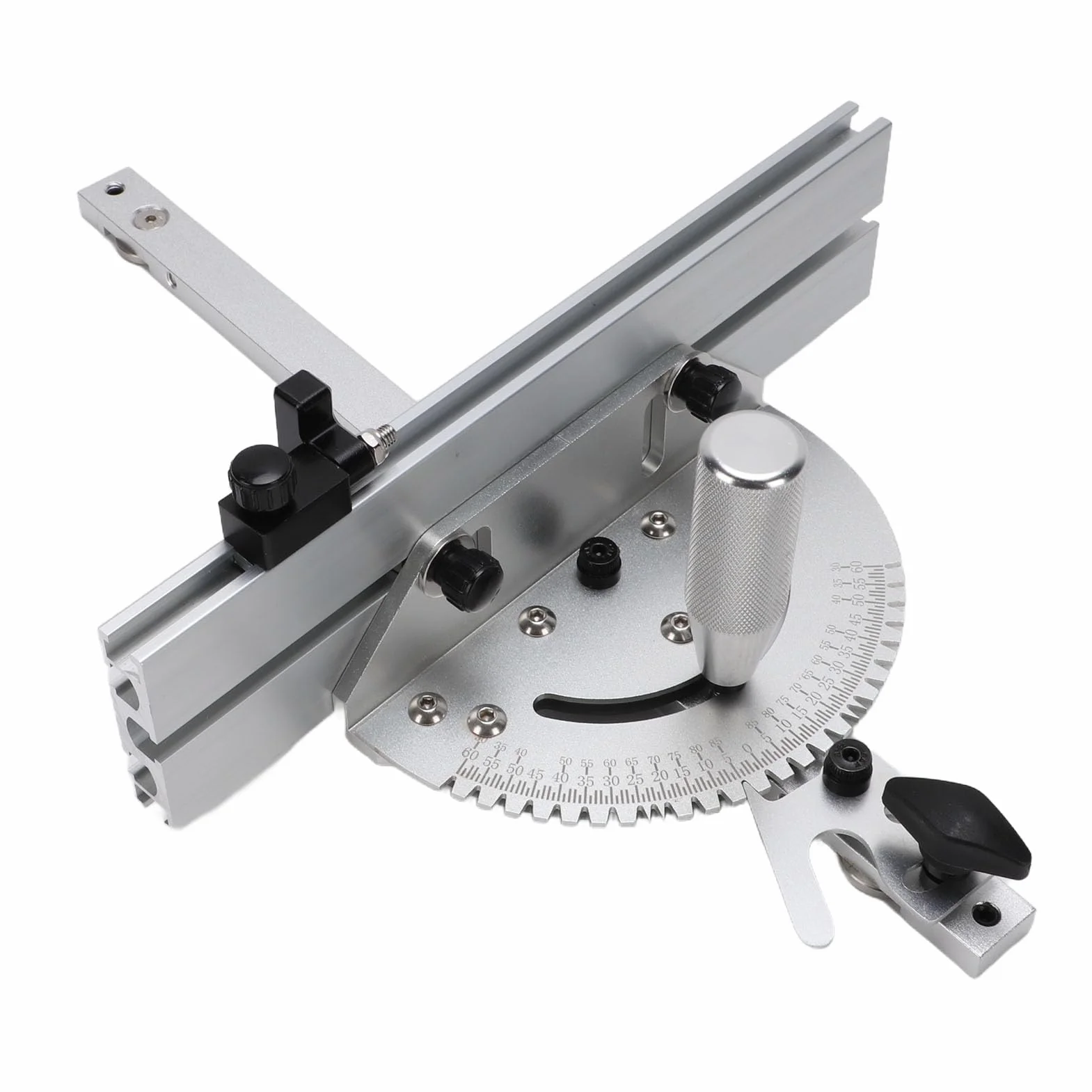Eujgoov Mitraż 250 Mm z Aluminium Stopu z Regulowanym Kątownikiem | Pilarka Tarczowa do Drewna, Stalowy Prowadnik, Prowadnice w Rowku T i Poza Rowkiem T, Cięcia Pod Kątem 45 Stopni, Mechanizm