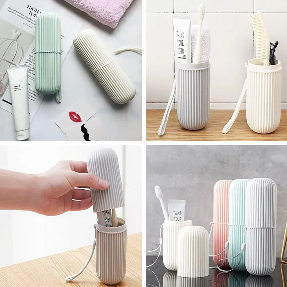 Etui na szczoteczki do zębów, 4 sztuki, etui na szczoteczki do zębów, etui na szczoteczki do zębów, podróżne, na kemping, podróże, wędrówki, podróże służbowe, do domu (4 kolory), biały, szary,