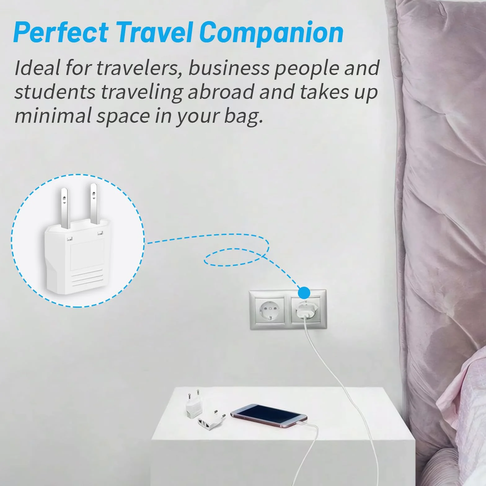 MAEXUS 4 adaptery podróżne, adapter US na UE, adapter podróżny USA, wtyczka konwersji prądu, lekki i kompaktowy adapter z wtyczką USA, idealny w podróży i podróży służbowych, 6 A/250 V (biały)