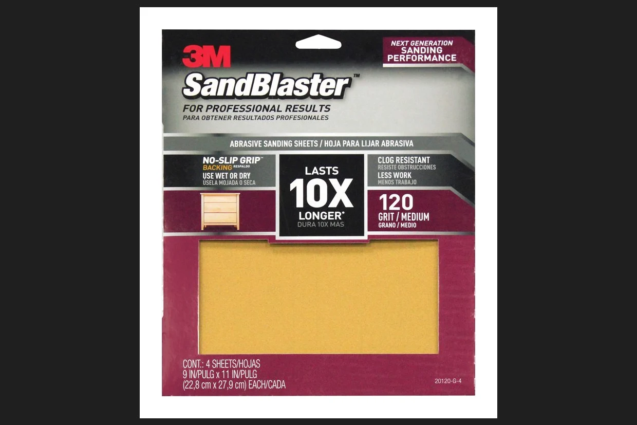 Sandblaster Sandpaper, 9-In. x 11-In., 120 Grit, 4-Pk -20120-G-4
