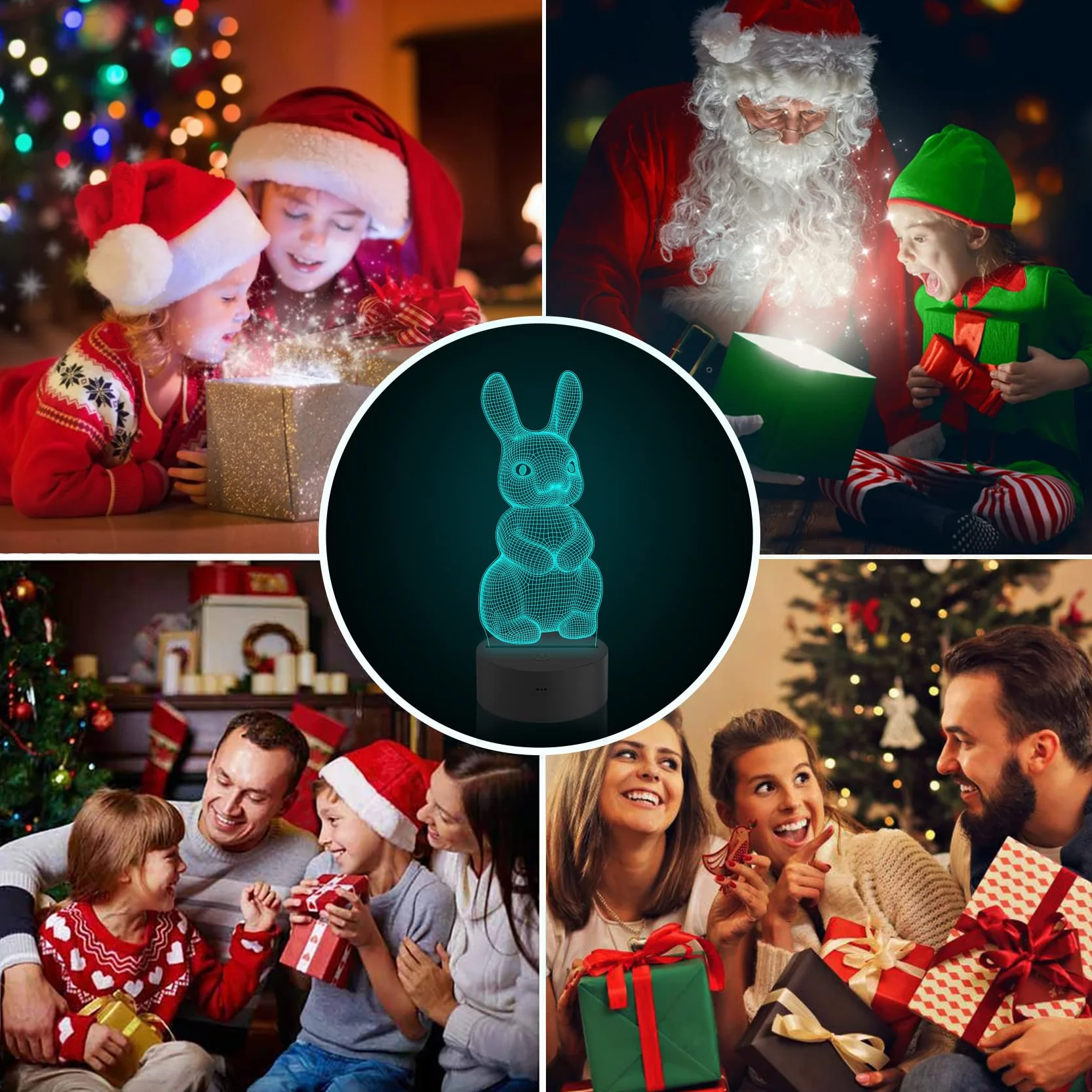 CooPark Lampka nocna dla dzieci, królik robak, hologram, iluzja, lampka nocna LED, pilot zdalnego sterowania, 16 zmieniających się kolorów, najlepszy prezent na Boże Narodzenie, Wielkanoc, urodziny