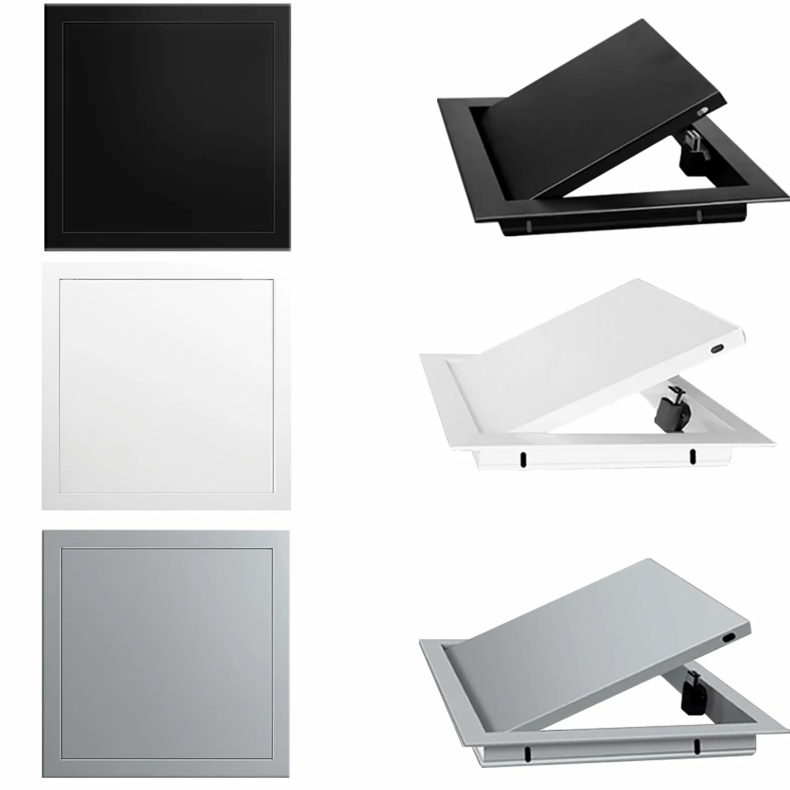 Panel dostępu do płyt kartonowo-gipsowych, trwała rama ze stopu aluminium, łatwe w montażu wsporniki montażowe do paneli dostępowych do płyt kartonowo-gipsowych (czarny, 40 x 45 cm)
