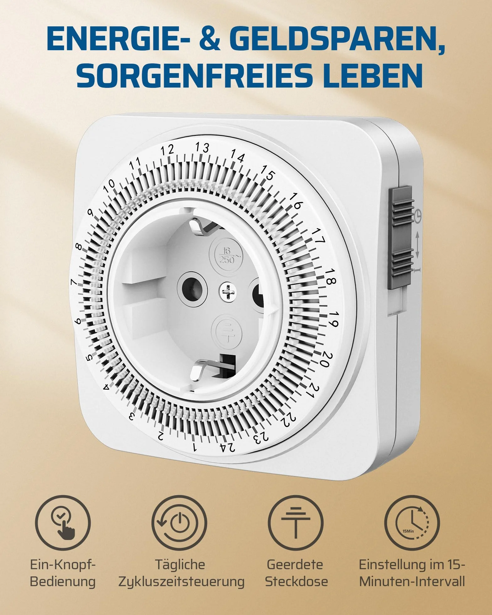DEWENWILS Mechaniczny programator czasowy, gniazdko, programator sterujący, format 24 h, analogowy, z 96 segmentami, do ekspresu do kawy, 2 sztuki, timer