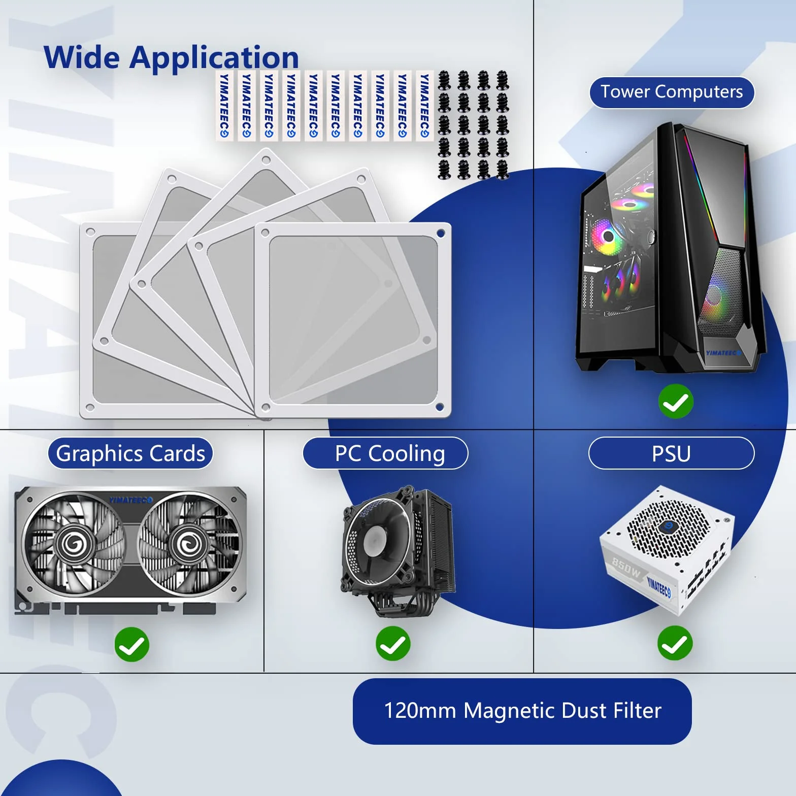 Filtr przeciwpyłowy magnetyczny 120 mm 5 szt. Nylonowy do obudowy PC biały