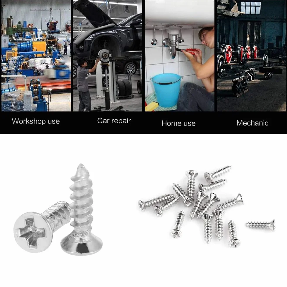 800pcs M2 Phillips łeb płaski wkrętów obróbki drewna zamknięcie z pudełkiem
