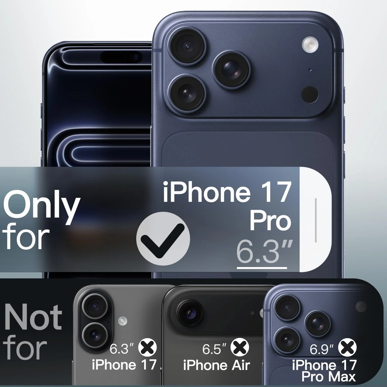 JETech Matowe Etui iPhone 17 Pro 6,3 Cala Odporny na Wstrząsy Ochrona Wojskowa Ciemnoniebieski