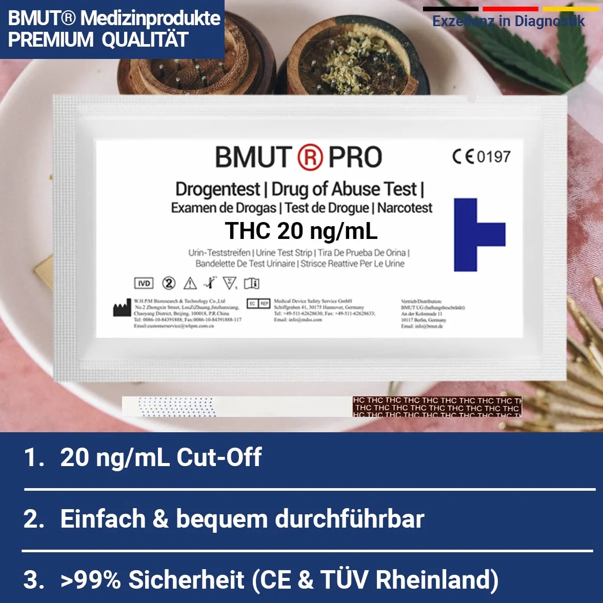 15 x THC test narkotykowy 20 ng/mL – marihuana – haszysz, test moczu THC, paski testowe, wysoka czułość, szybki test na lek (jakość apteczna)