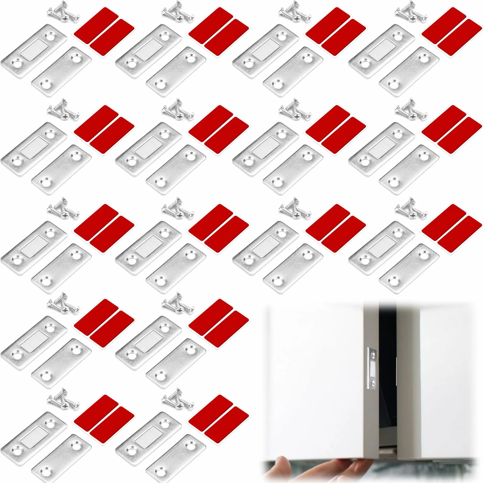 EXIN DECHEN 16 sztuk magnesów do drzwi szafki, ultra cienkie samoprzylepne magnesy do szafek, magnesy do drzwi szaf, ekstra mocne magnesy na drzwi, magnetyczne zapięcia do szafek, magnes do drzwi
