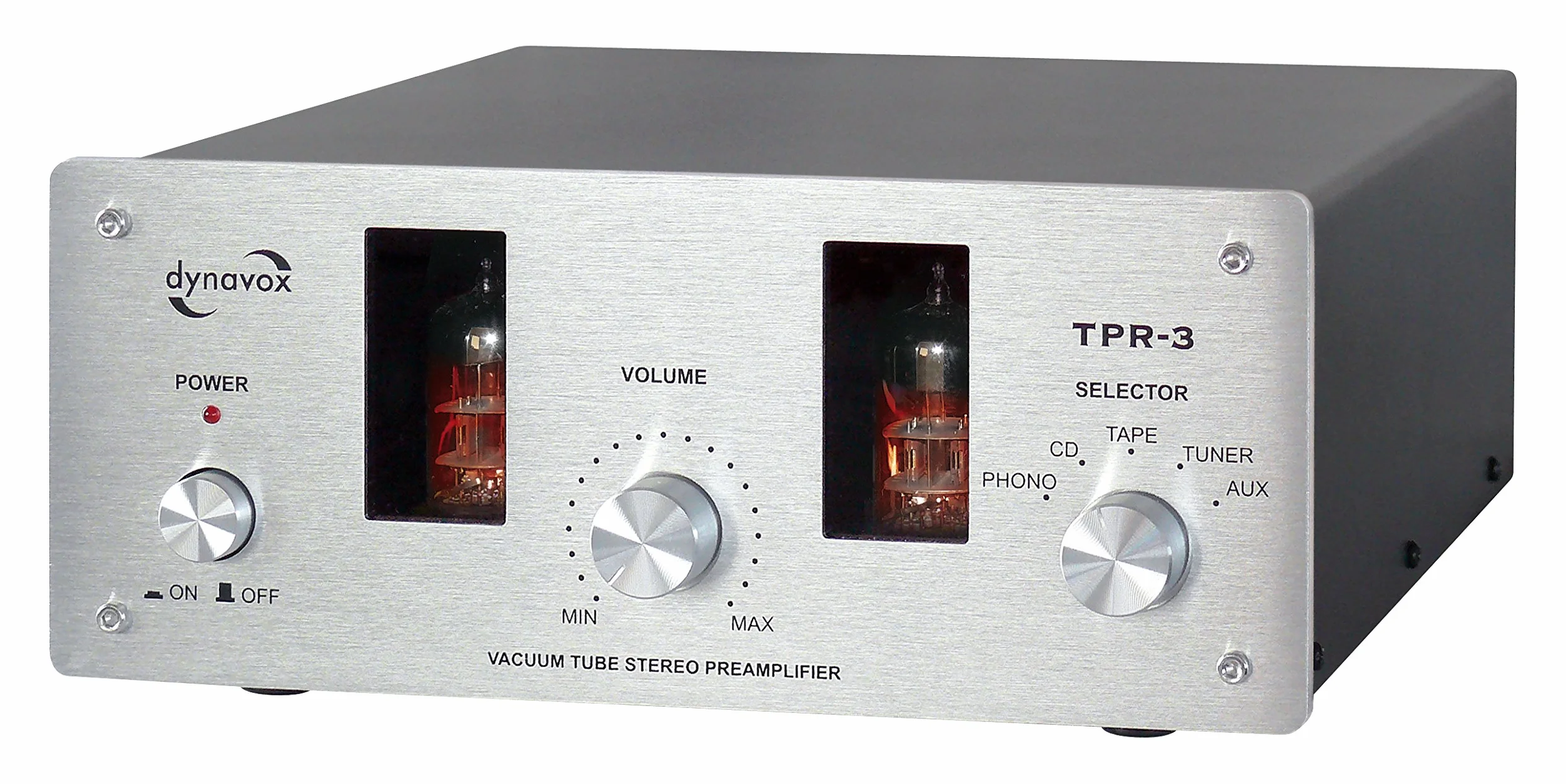 Dynavox TPR-3 Przedwzmacniacz rurowy 5 wejść cinch MM MC srebrny